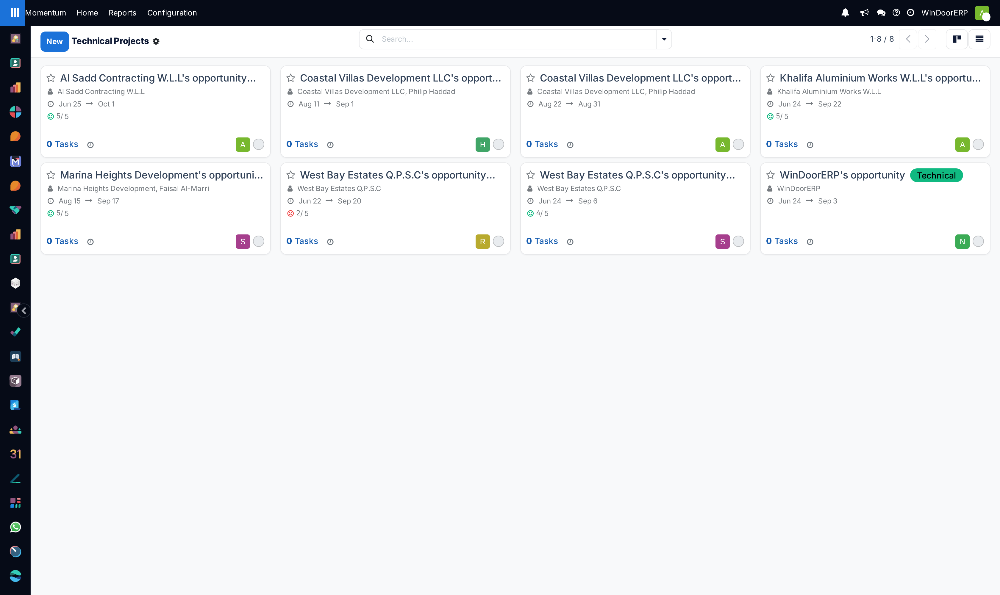 Technical projects kanban board tracking drafting, calculation, and approval stages