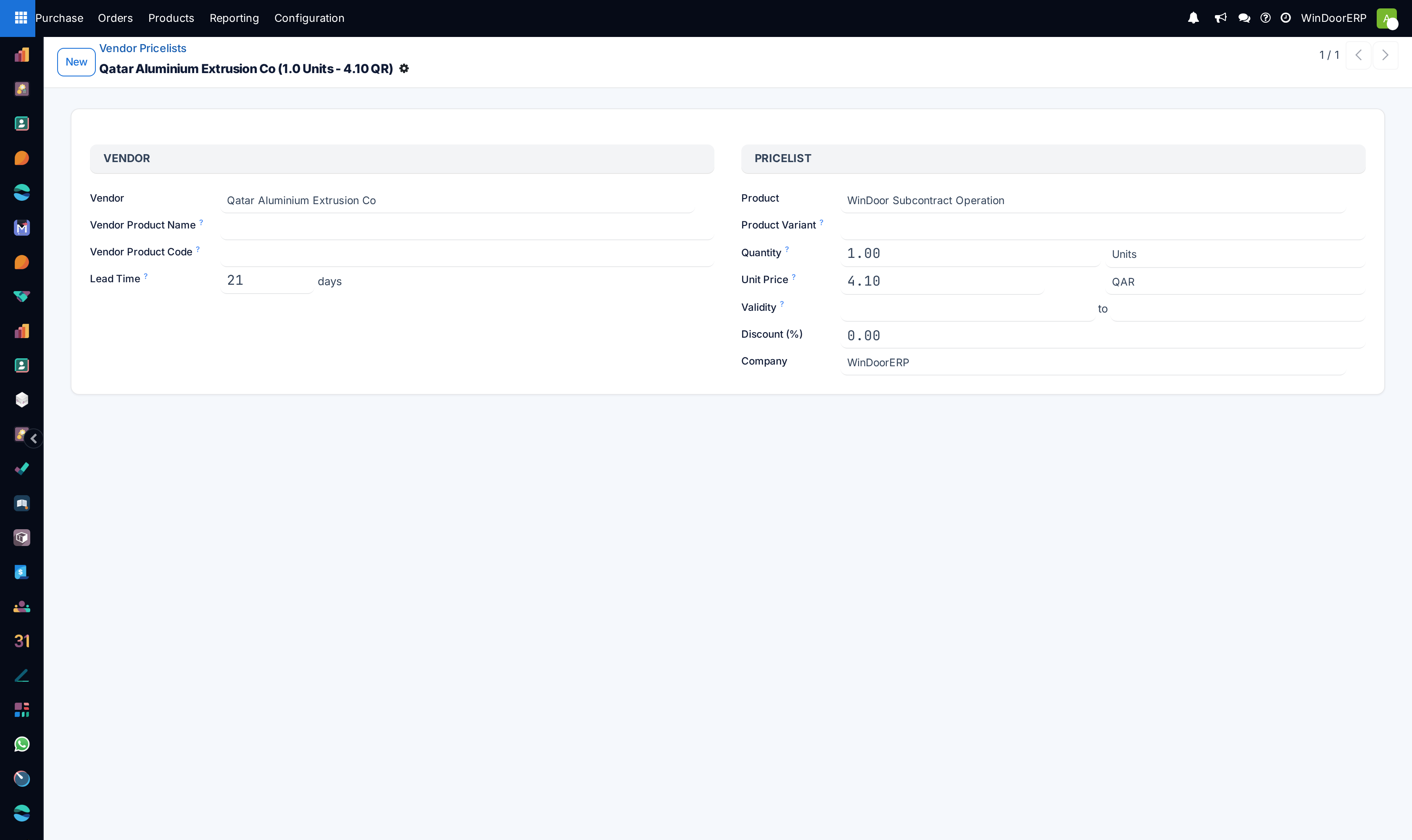 Vendor pricelist tier editor with currency and lead times