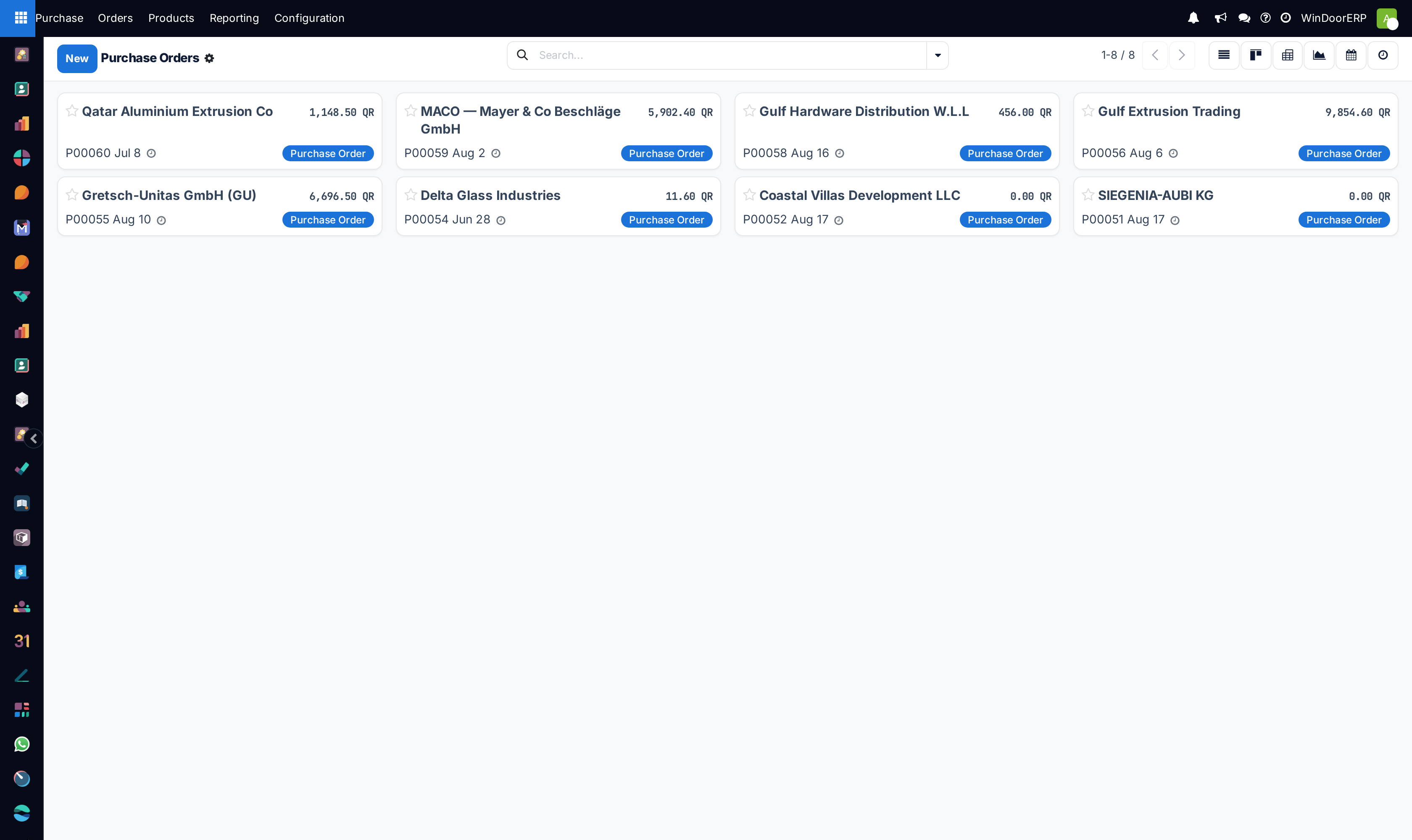 Purchase orders kanban gallery by status