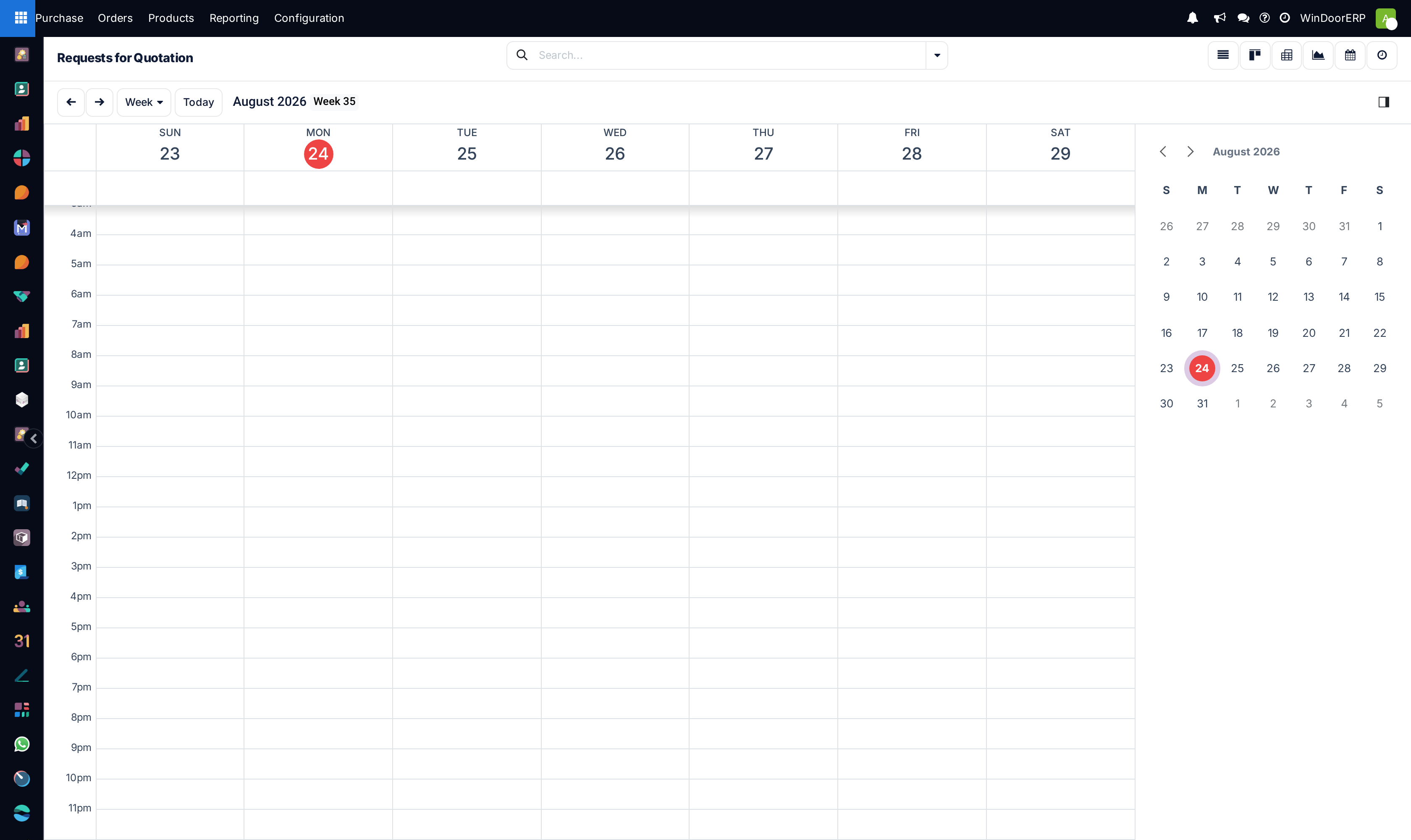 Procurement schedule and order deadline calendar