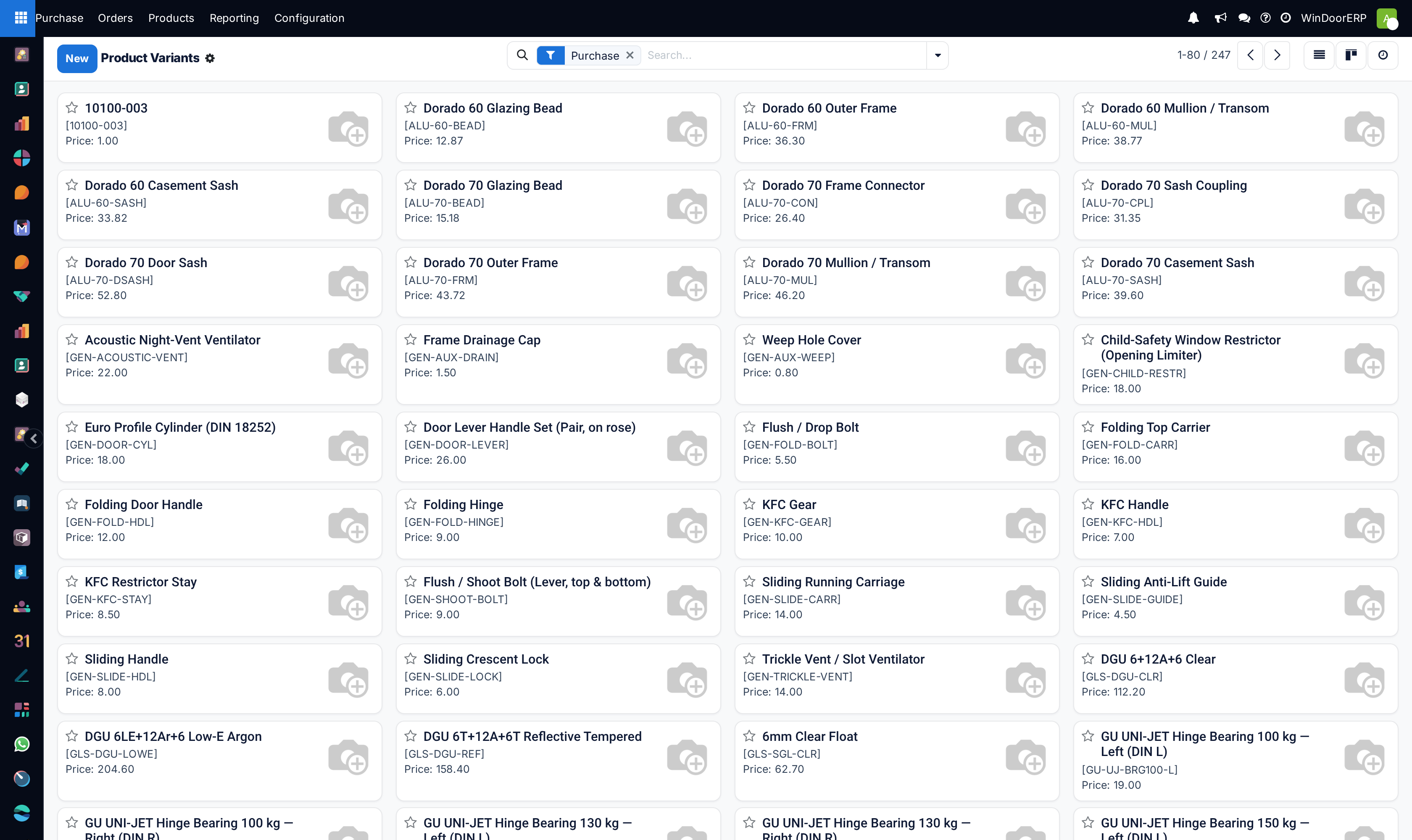 Product variants procurement kanban overview