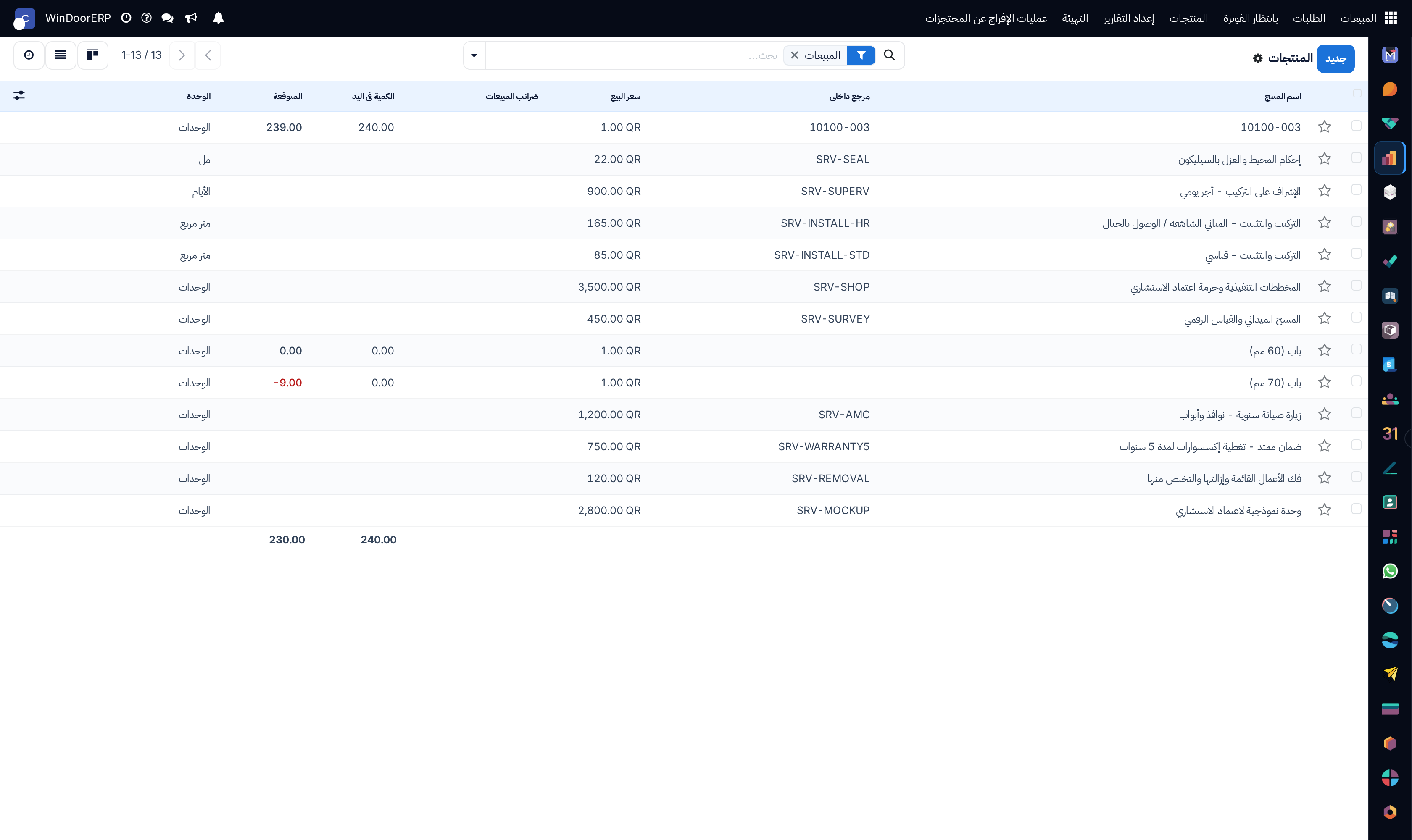 Product catalogue master registry list view