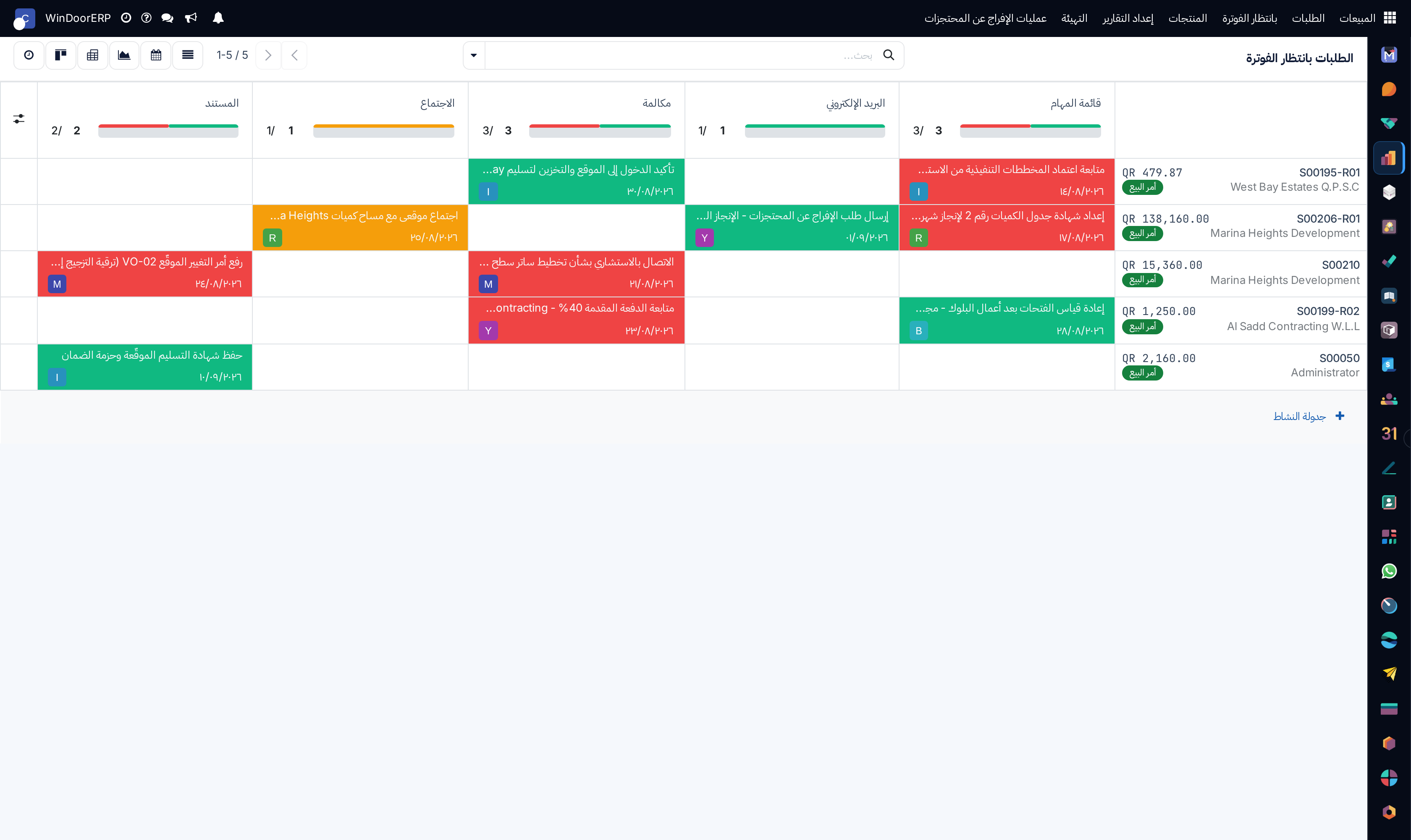 Invoicing follow-up activity schedule