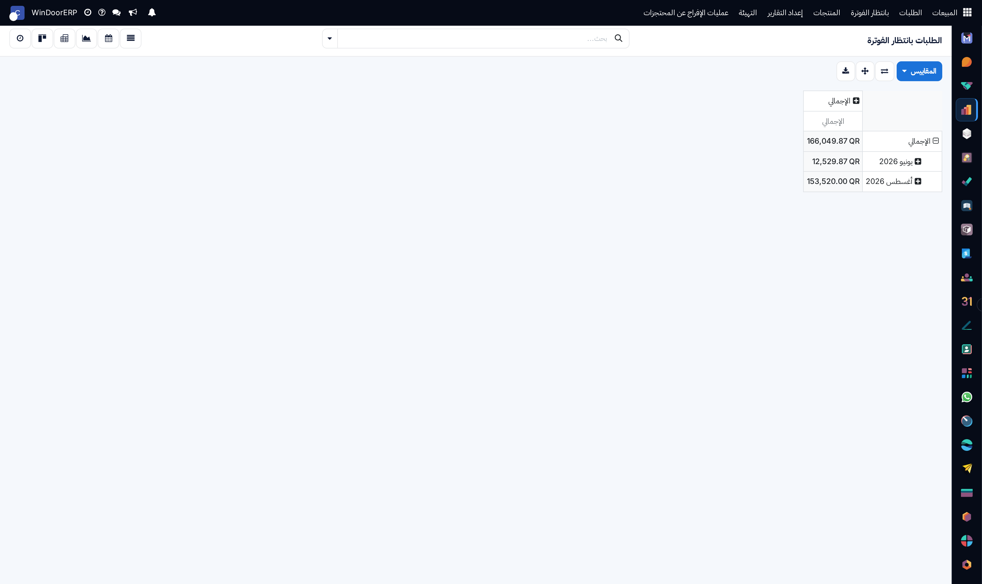 Orders to invoice analytical pivot matrix by customer and unbilled amount
