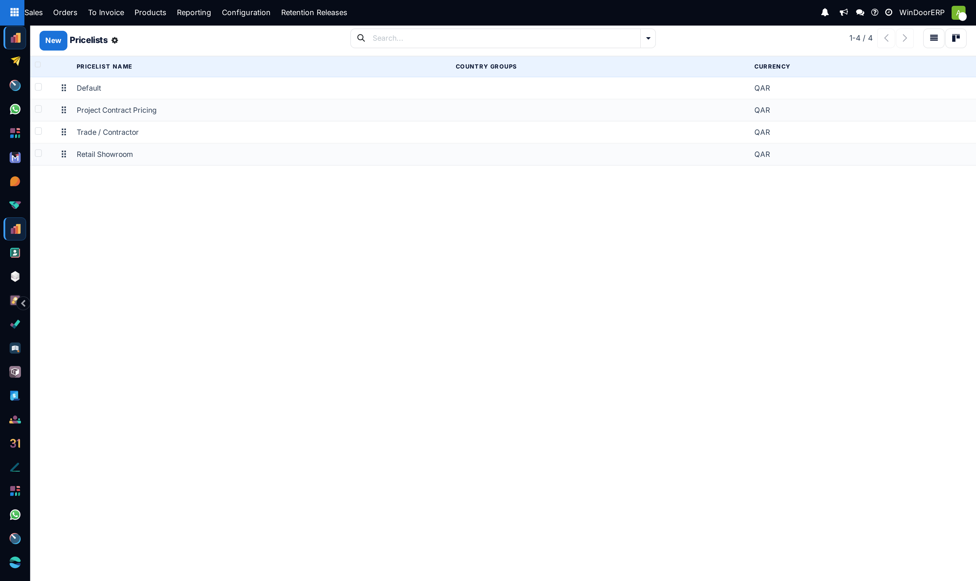 Customer pricelists master registry list