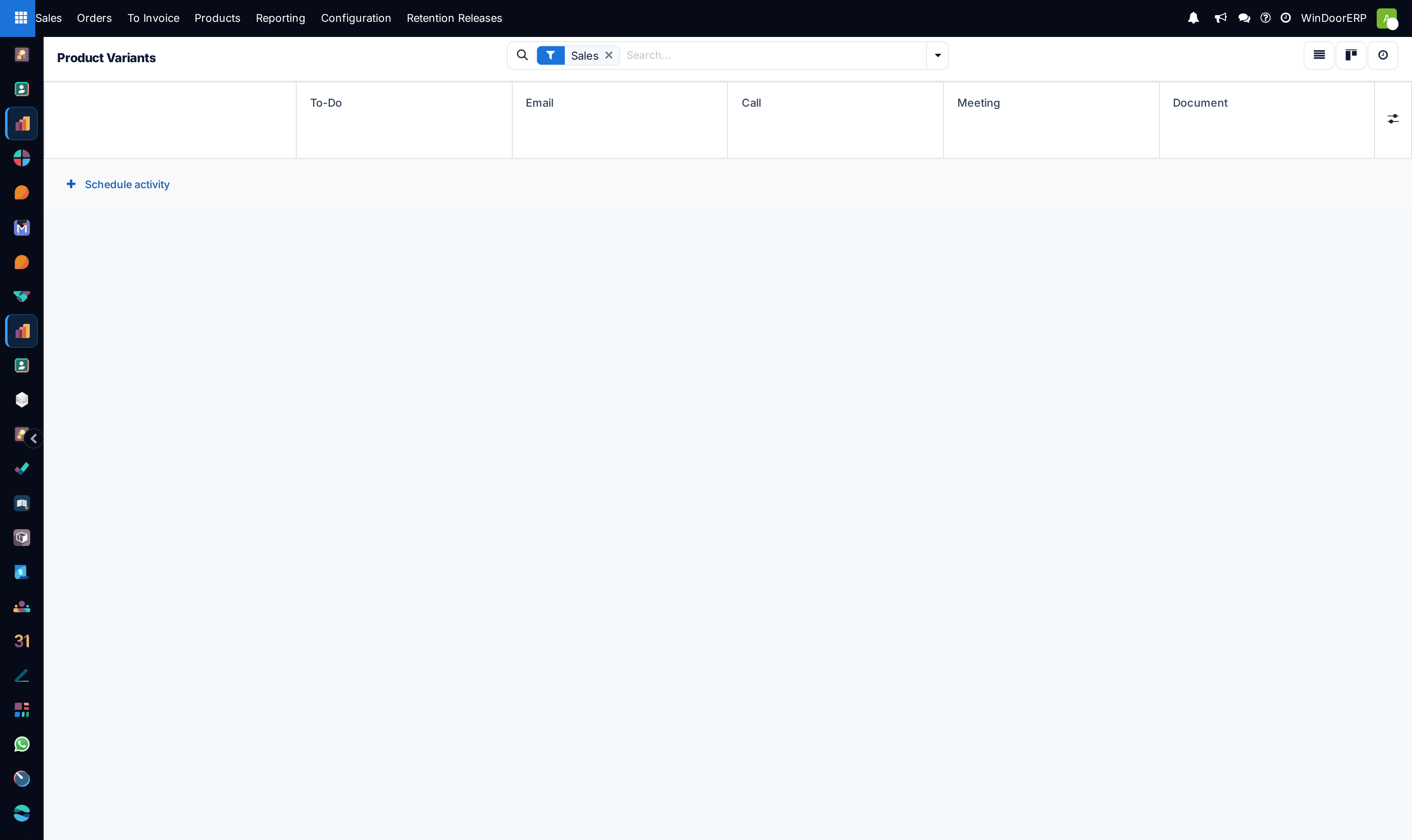 Product variant activity schedule view