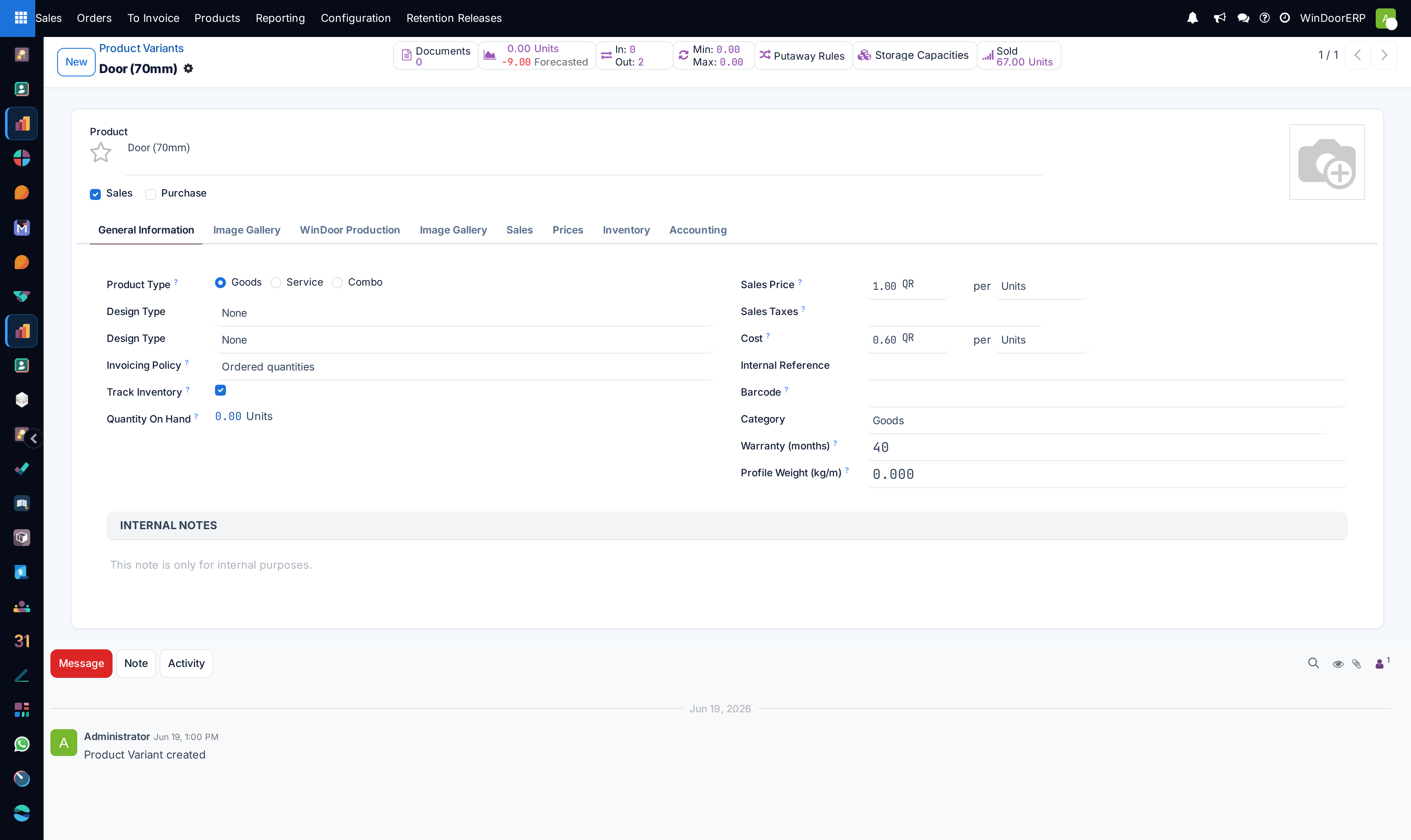 Product variant attribute profile editor