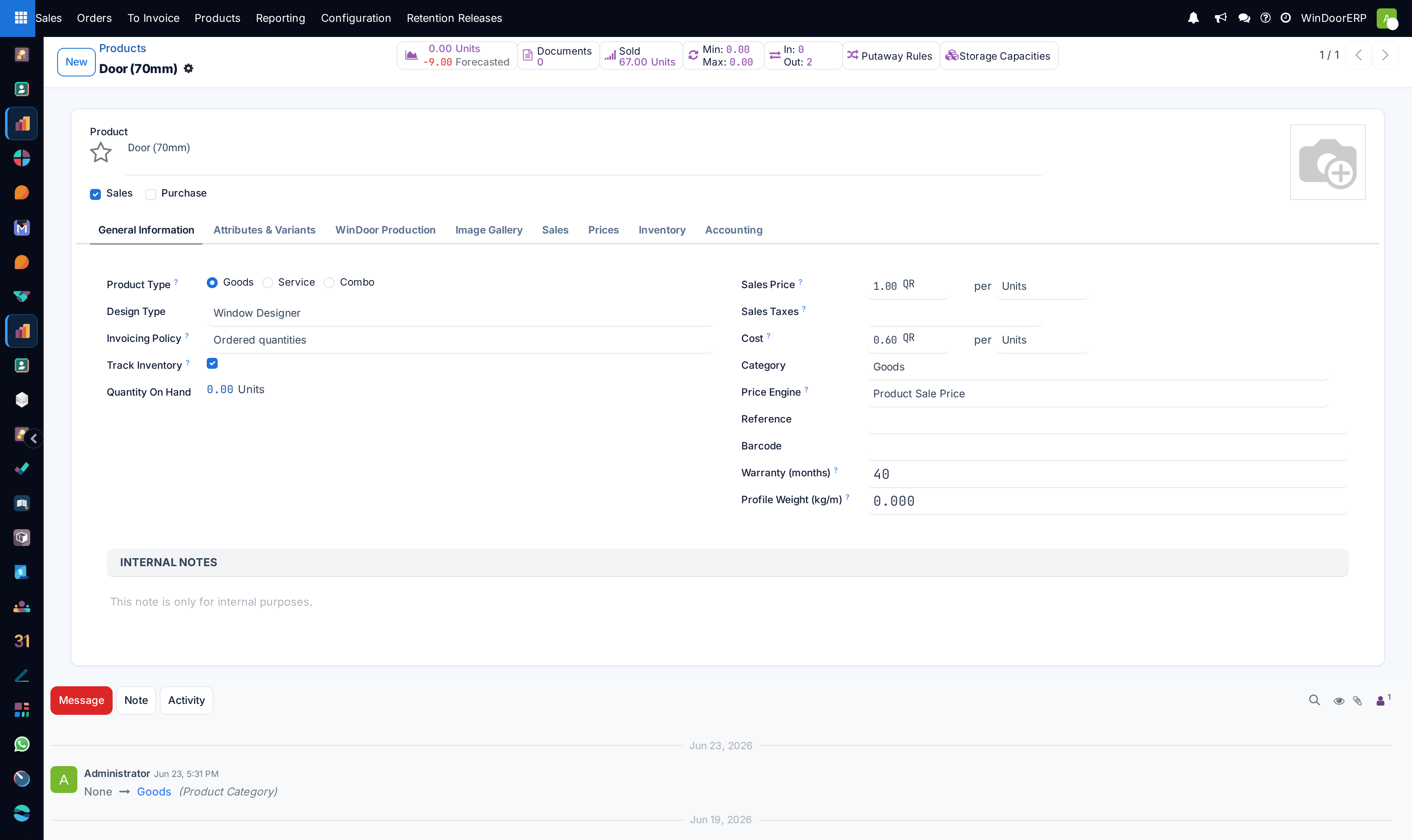 Product profile template editor with documents and pricing tabs