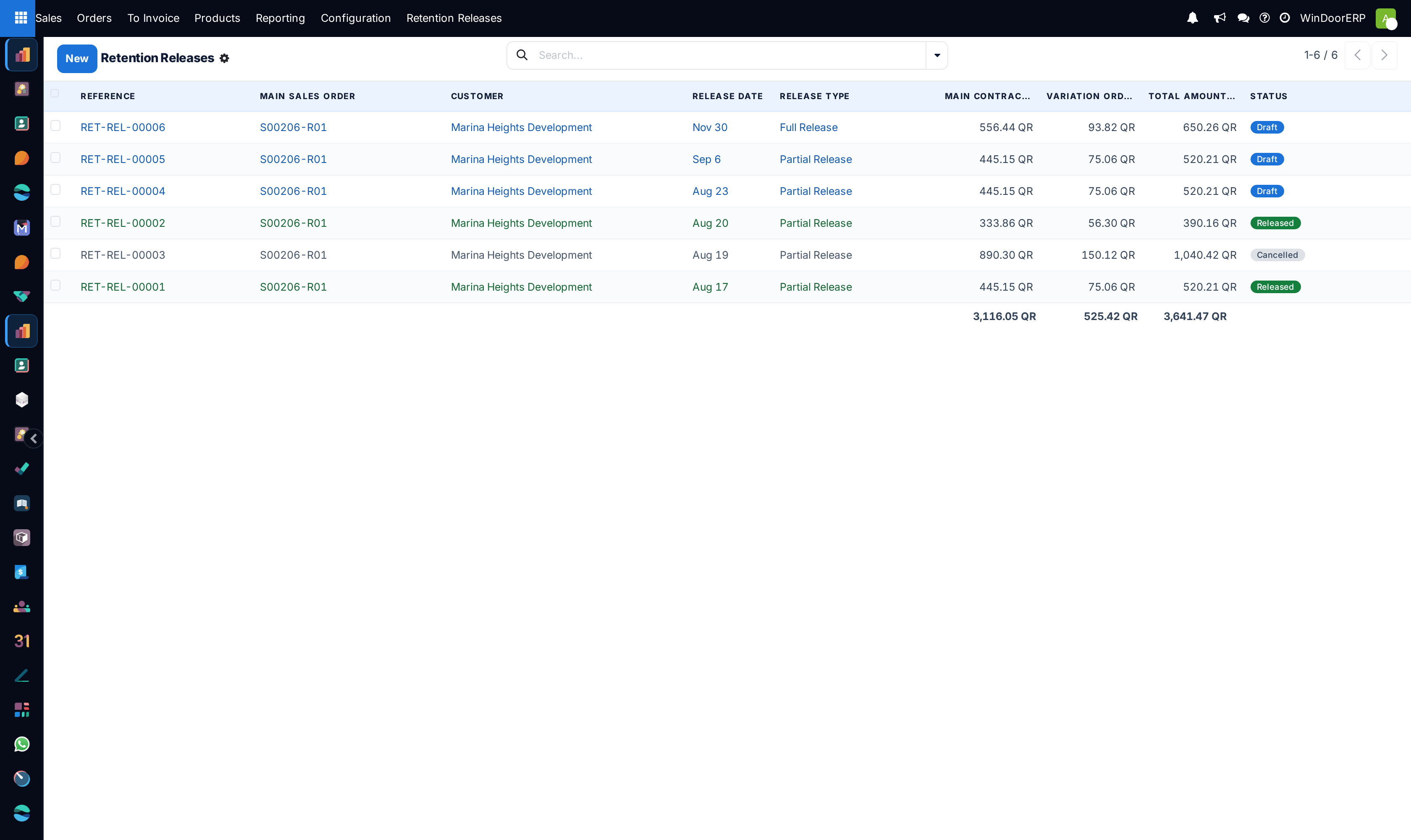 Contract retention releases registry list