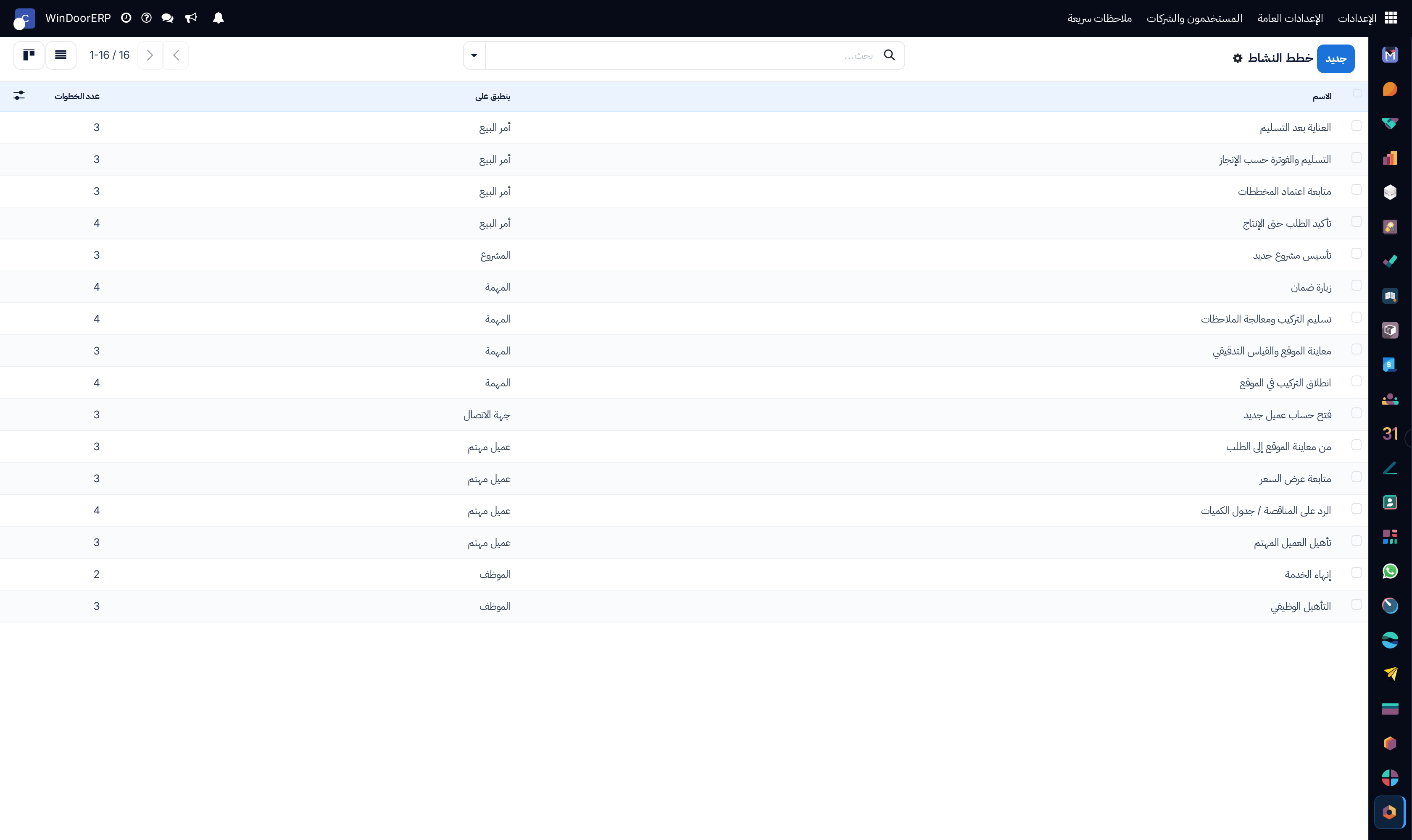 Activity workflow plans catalog list