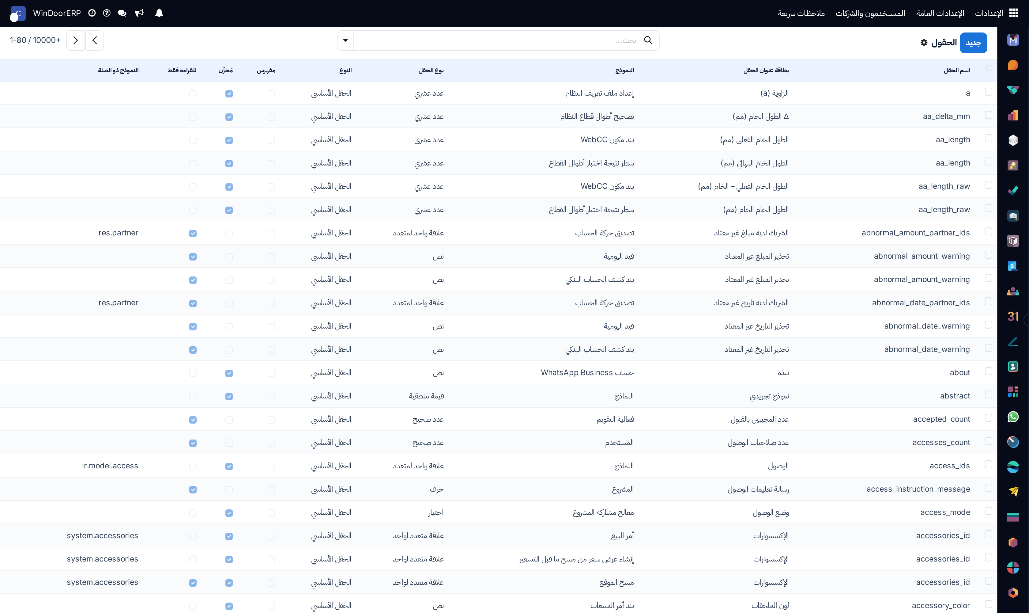 Data fields master catalog list