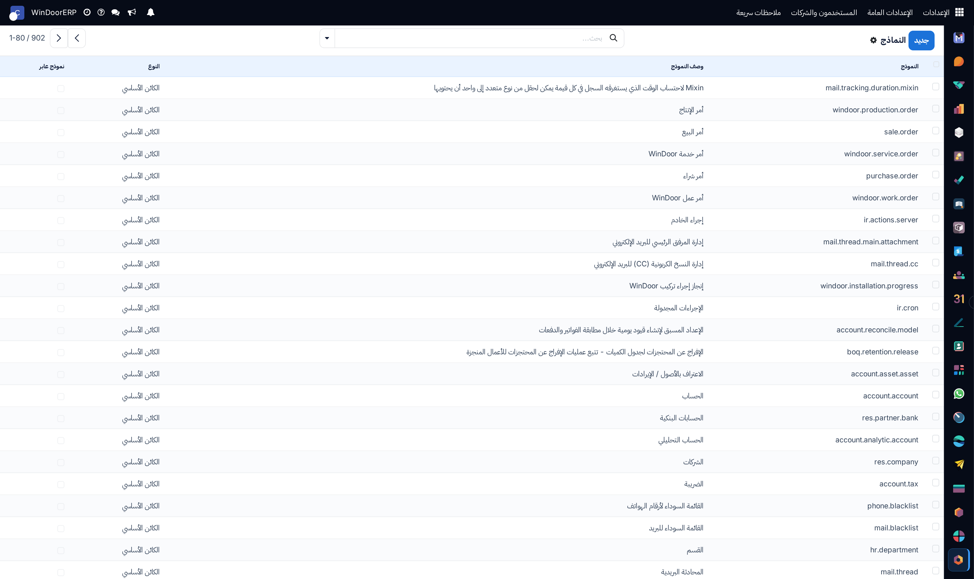 Database ORM models master registry list