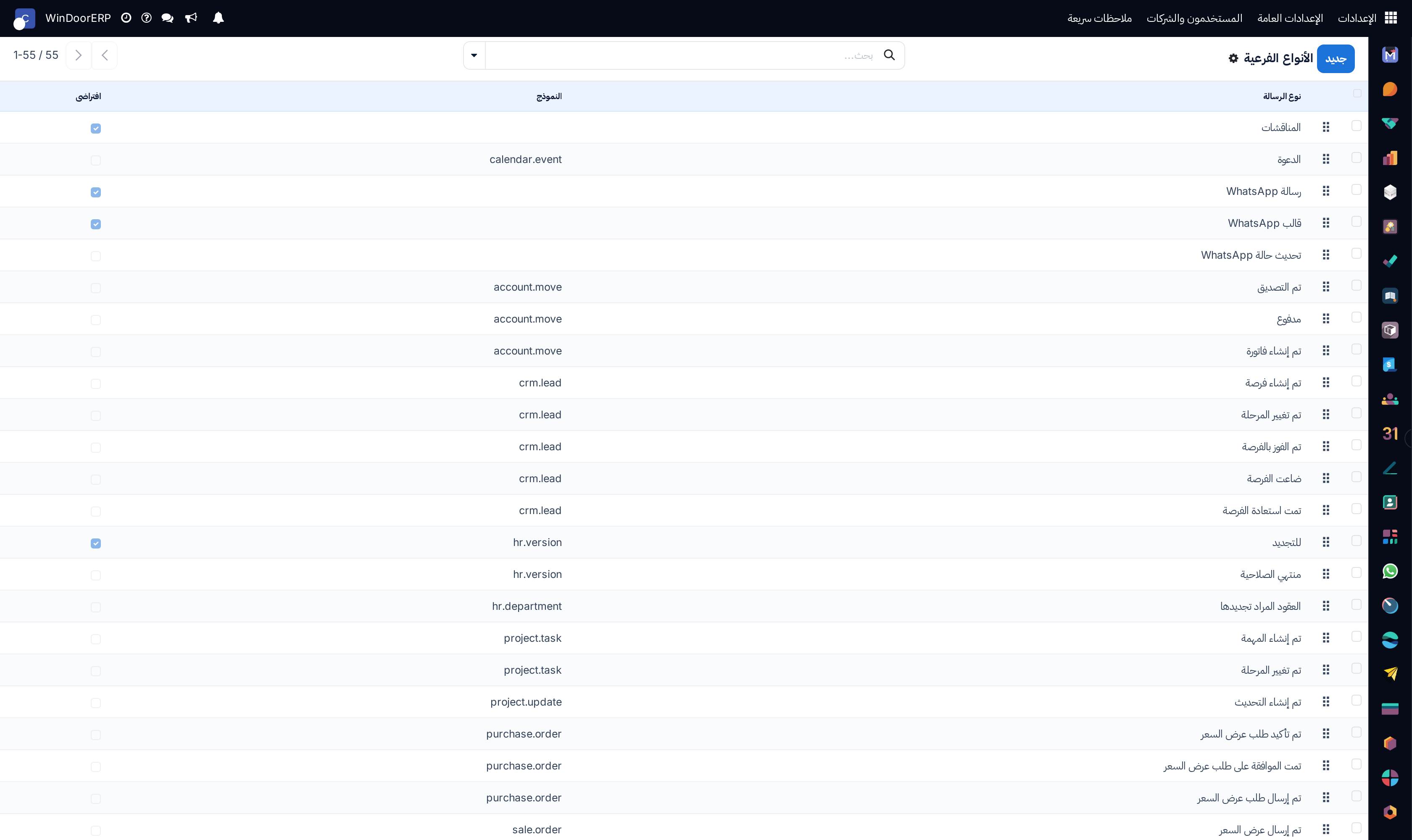 Chatter message subtype events list