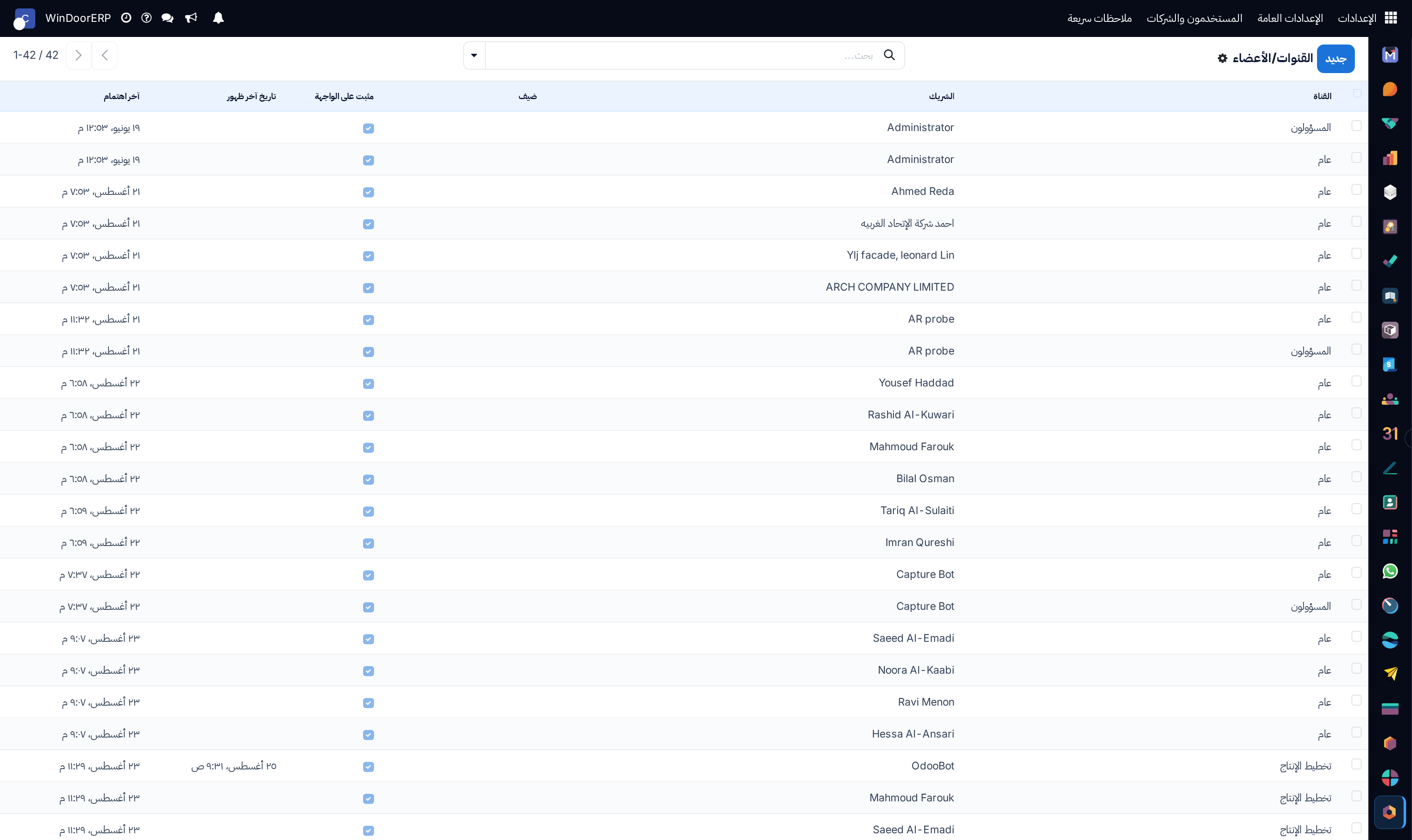 Channel membership registry list
