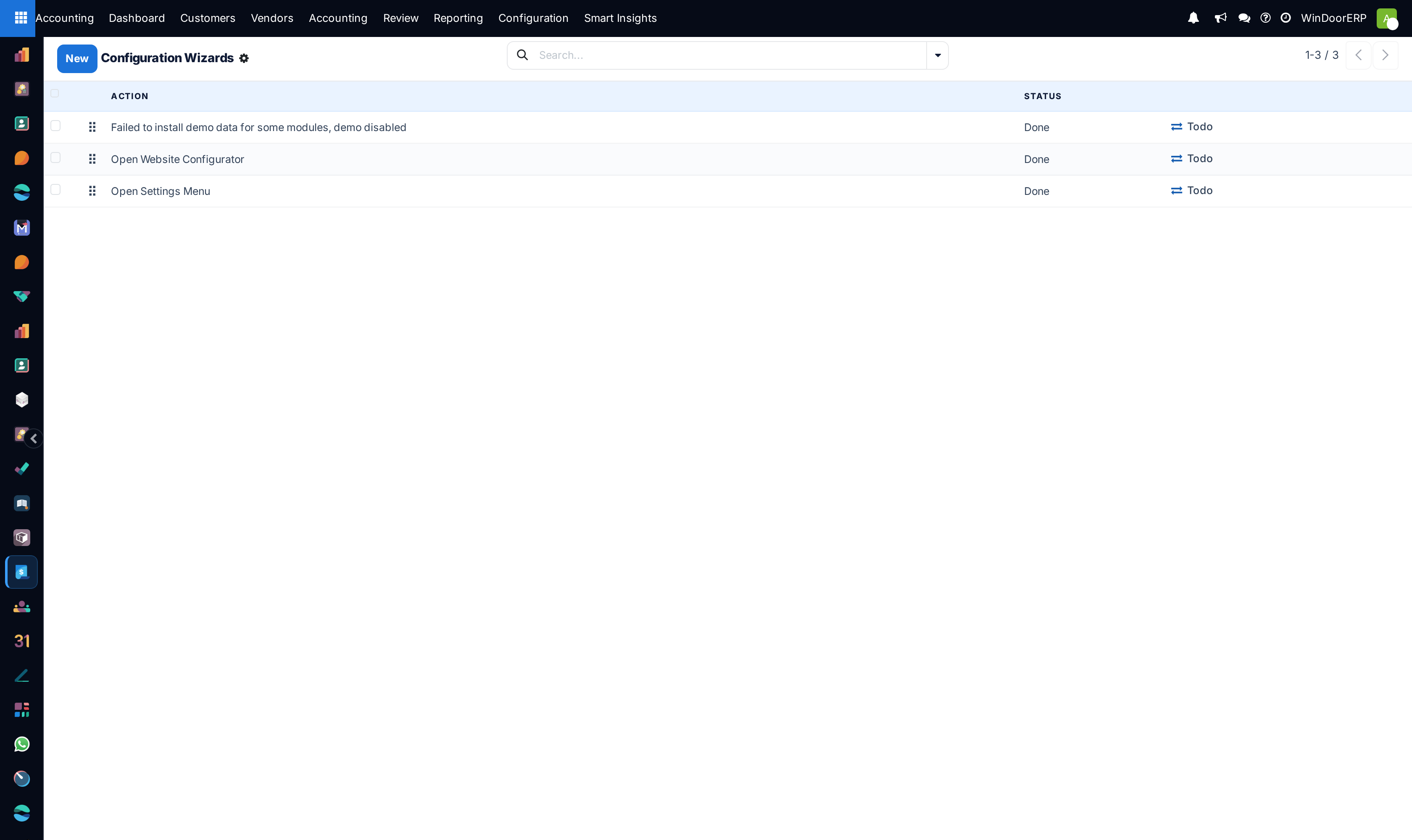 System configuration wizards list