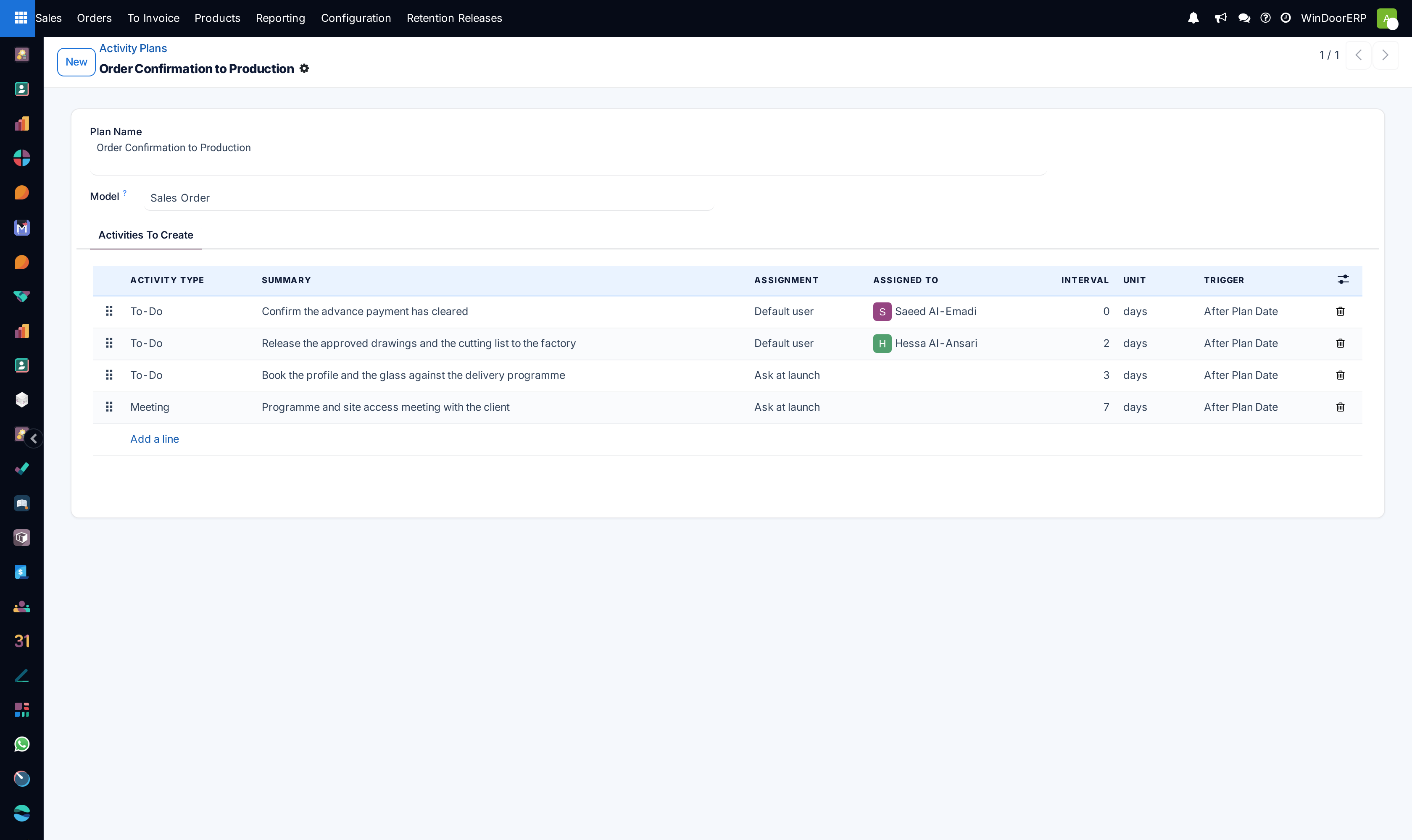 Activity plan editor with step sequencing