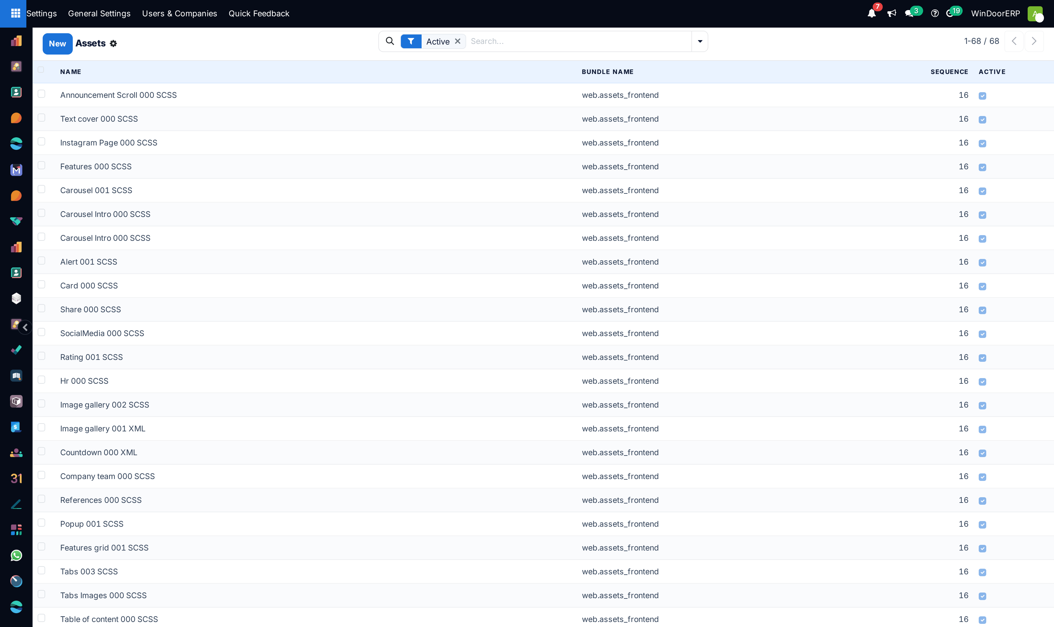 Web bundle JS/CSS assets bundle list