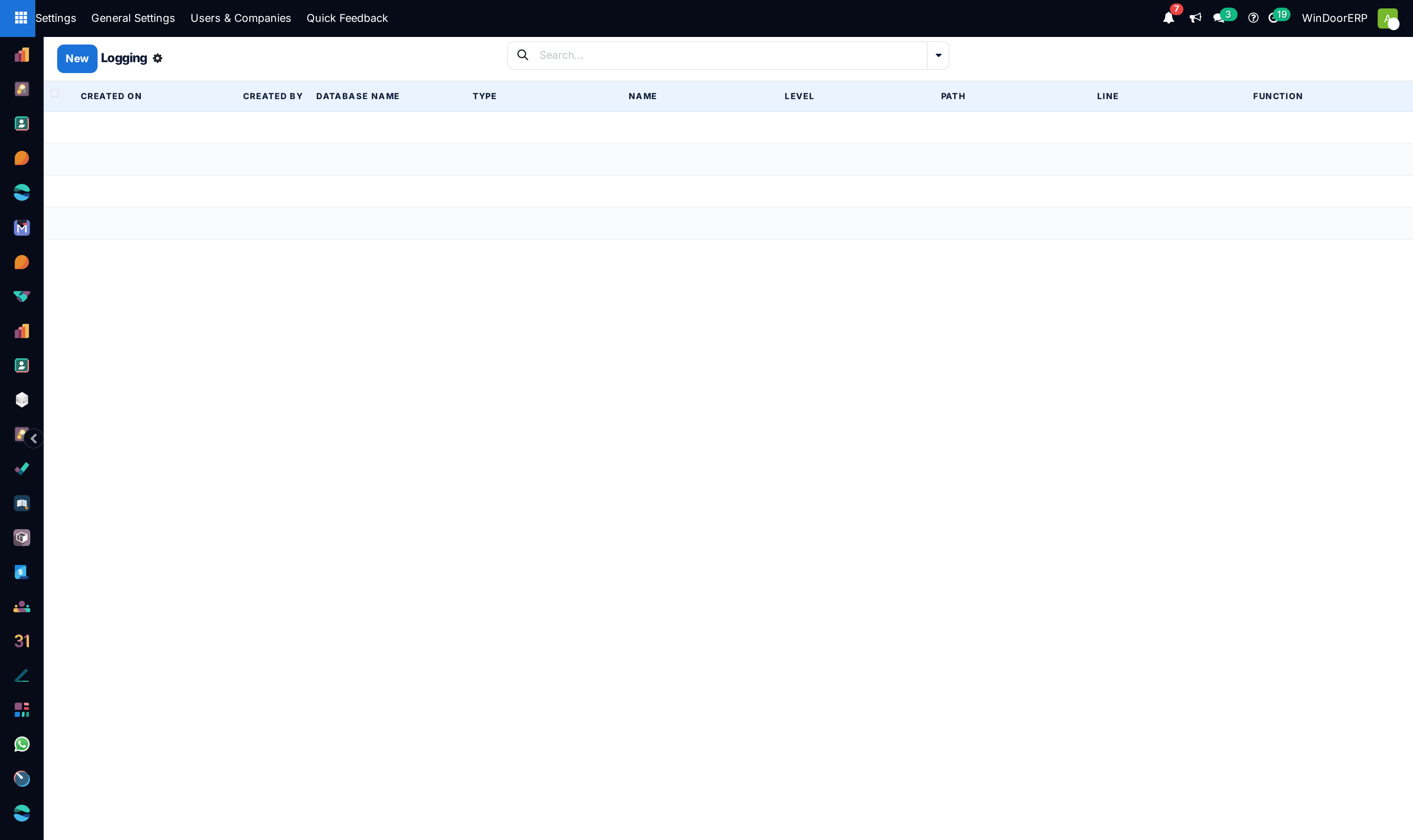 Technical database logging trace list