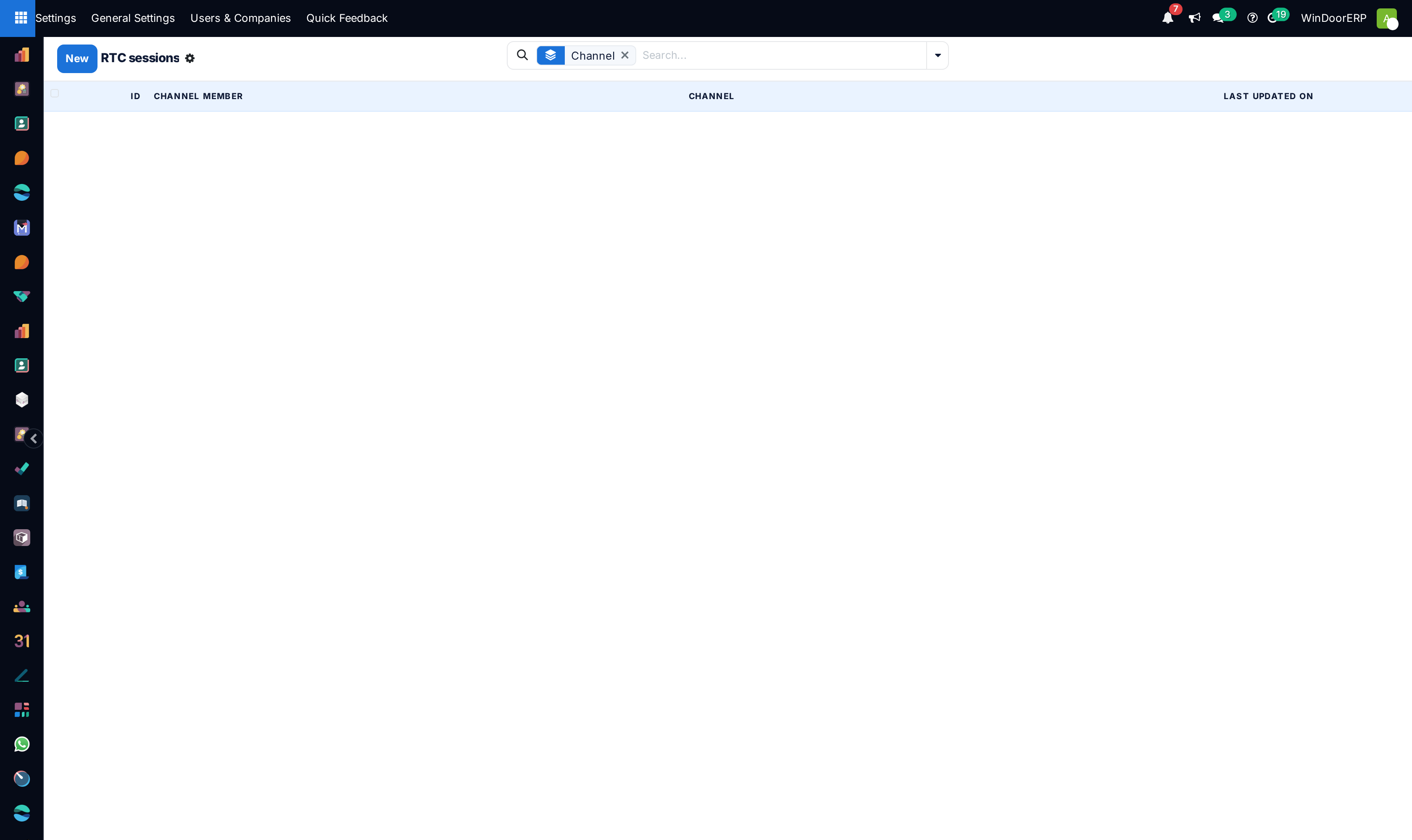 Real-time audio/video WebRTC active sessions list
