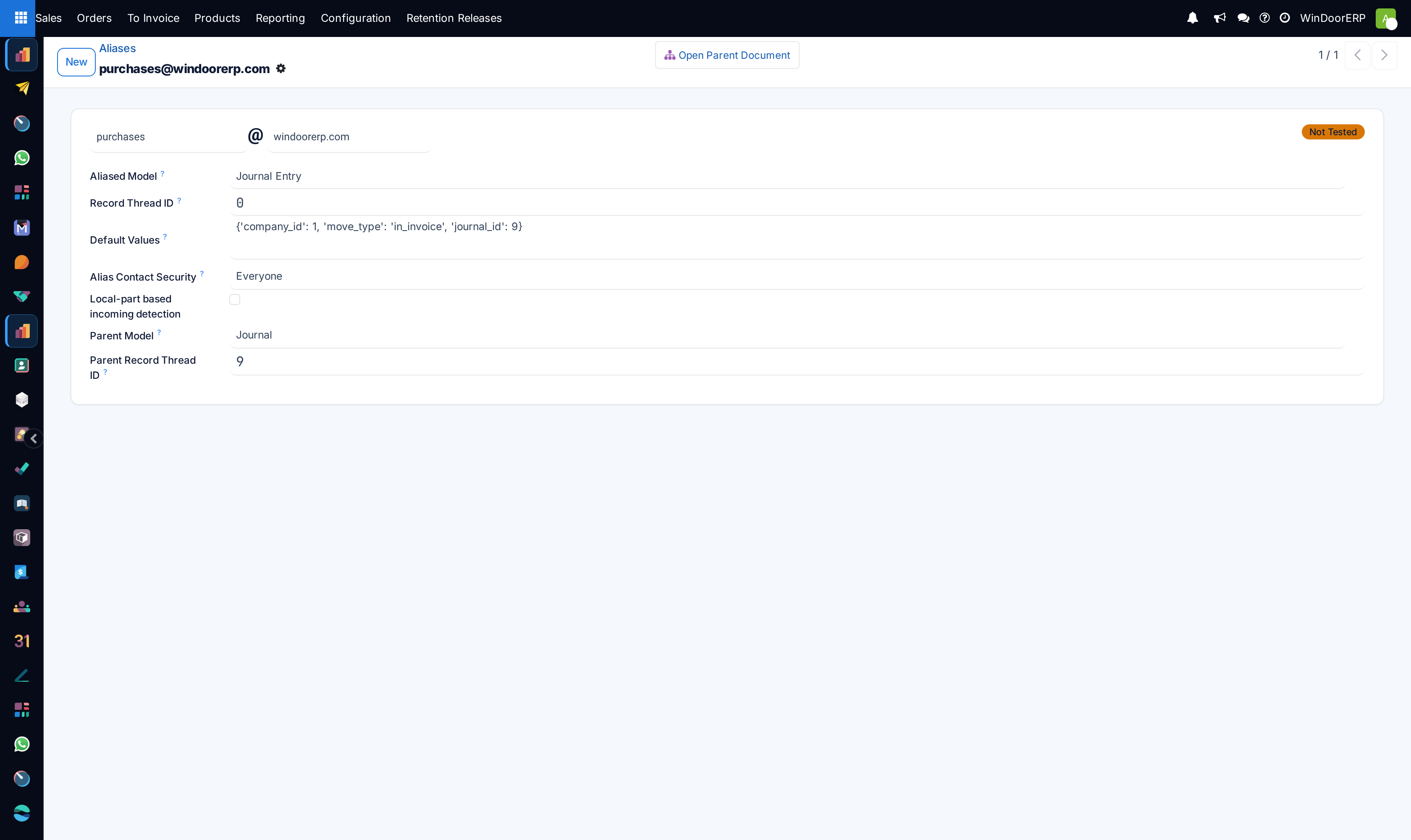Email alias routing editor