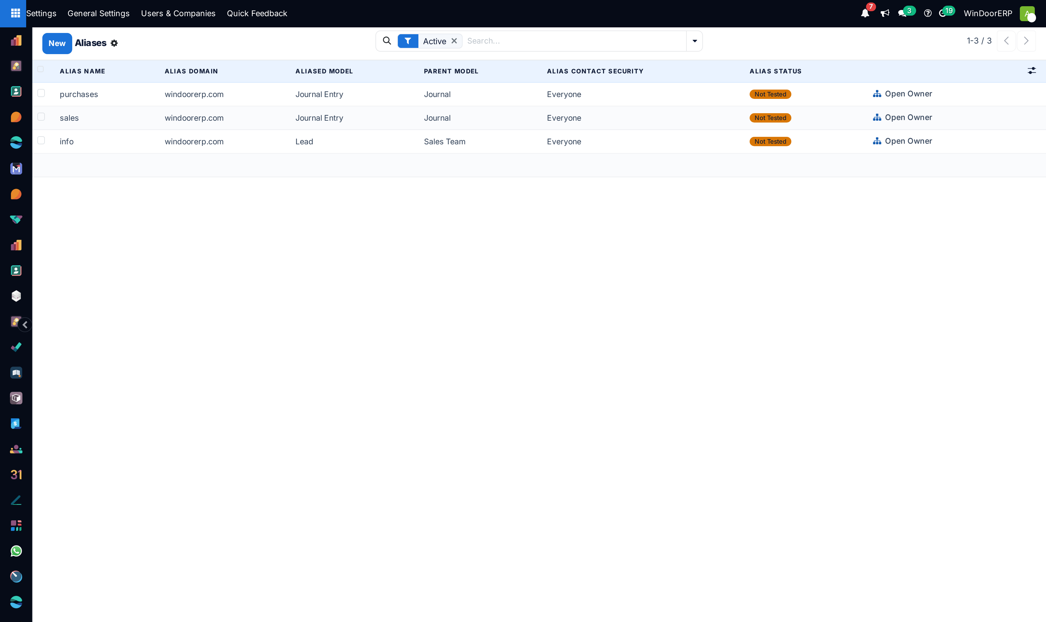 Email routing aliases list