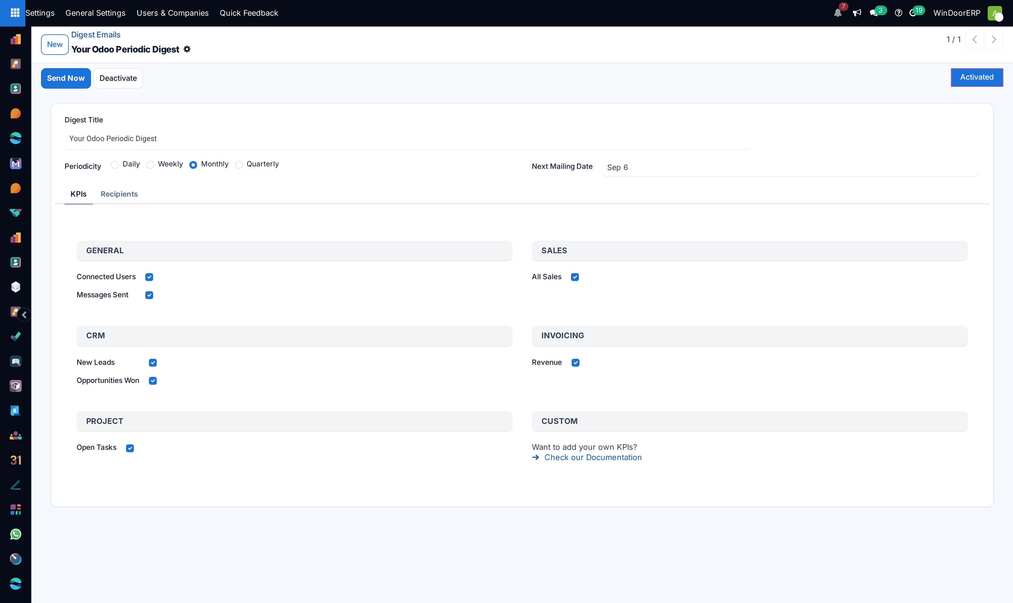 Digest email configuration profile