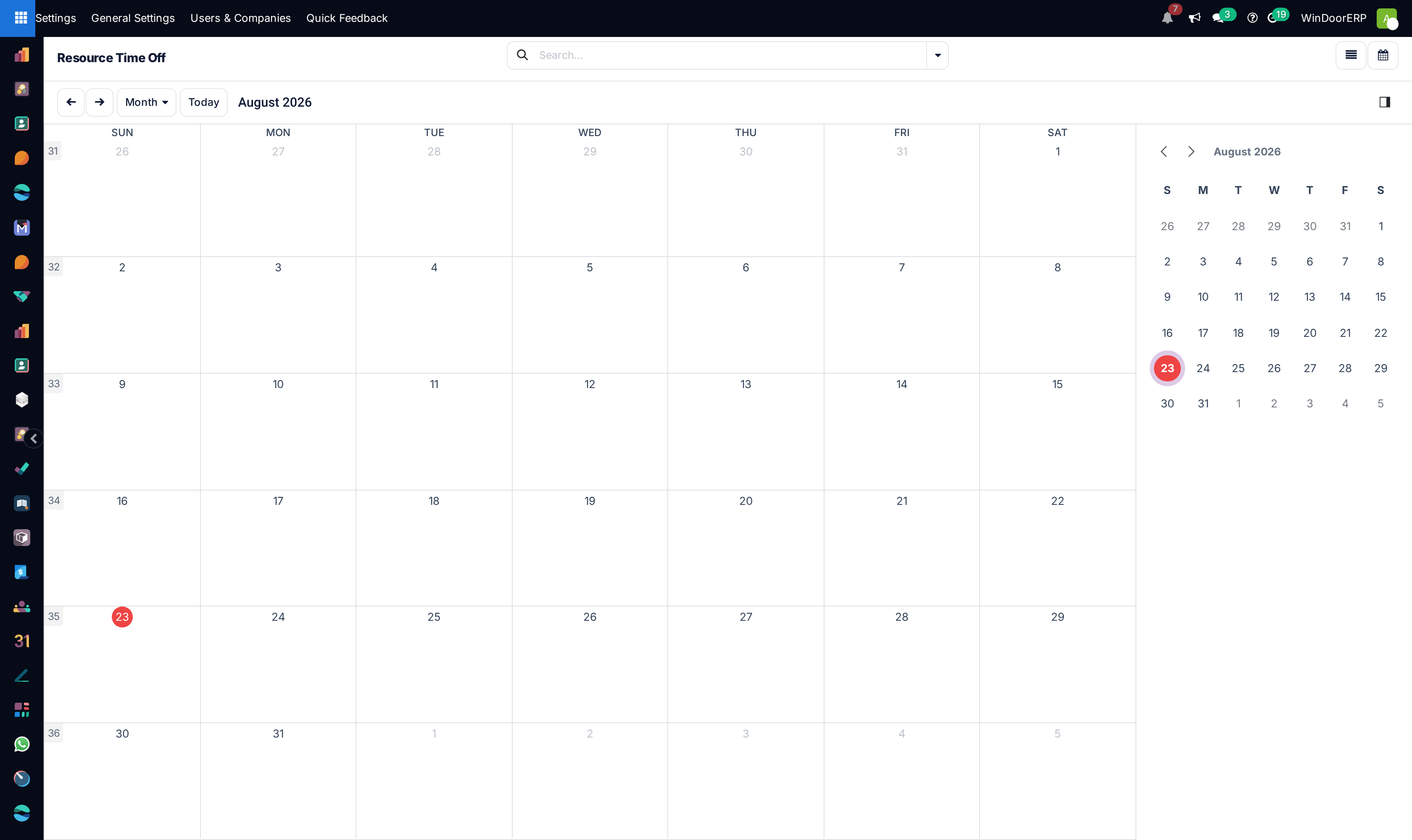 Resource time off calendar view