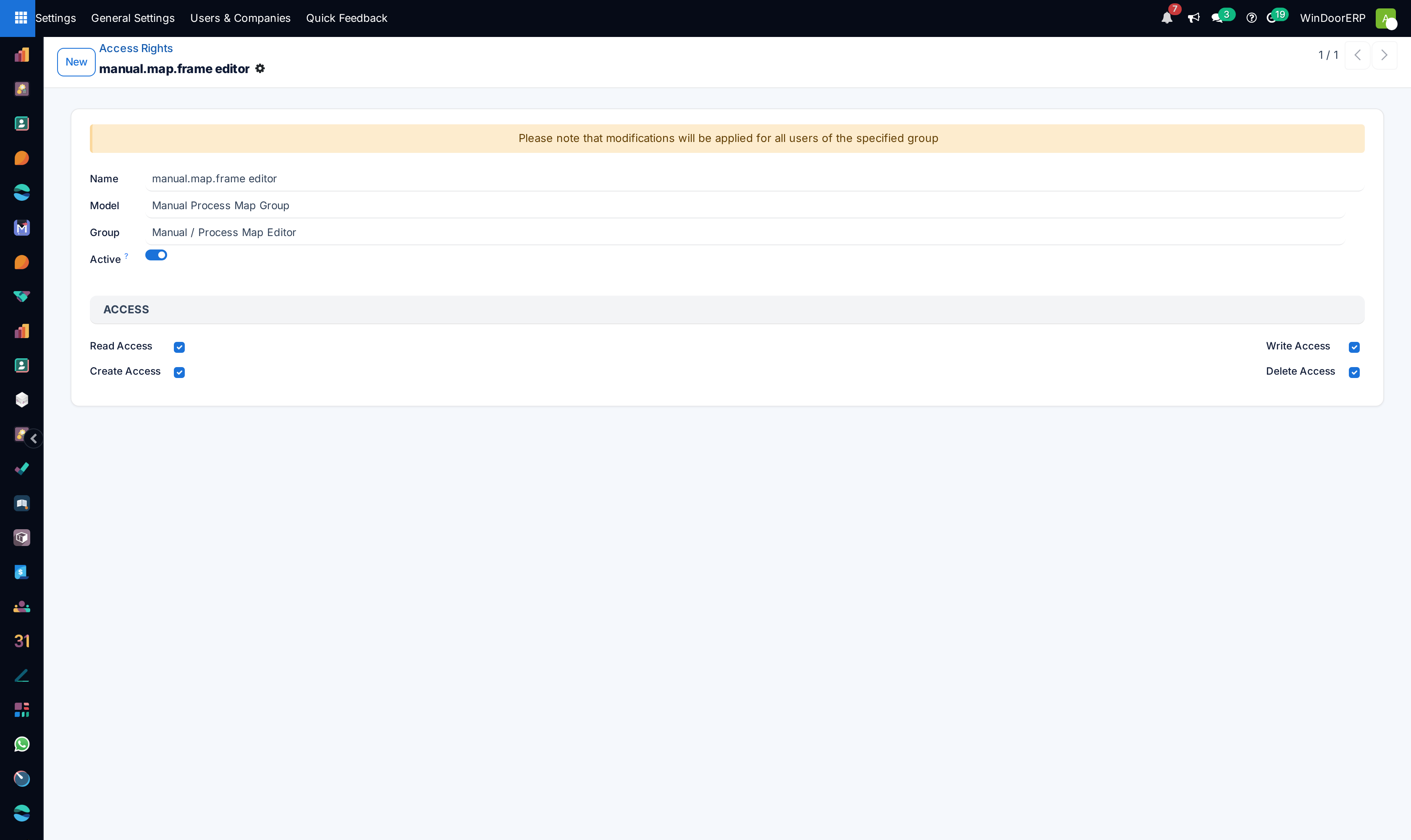Access right rule editor