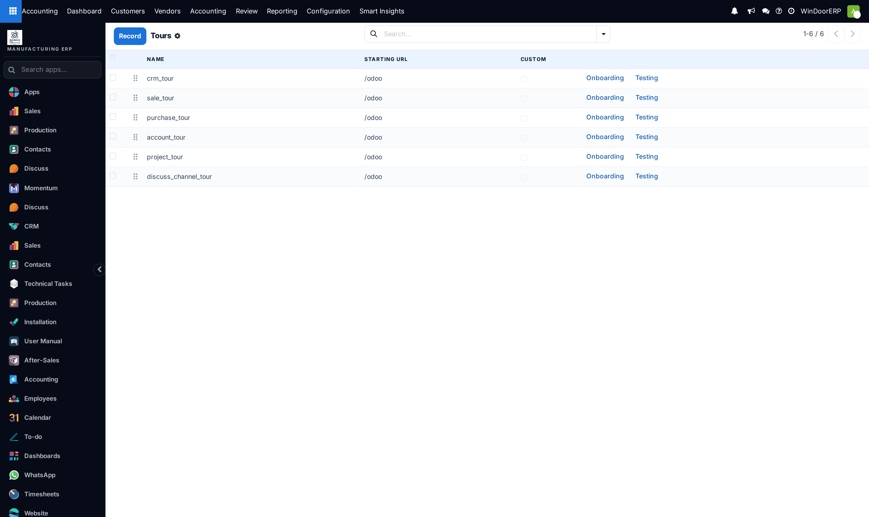 Interactive UI onboarding tours list
