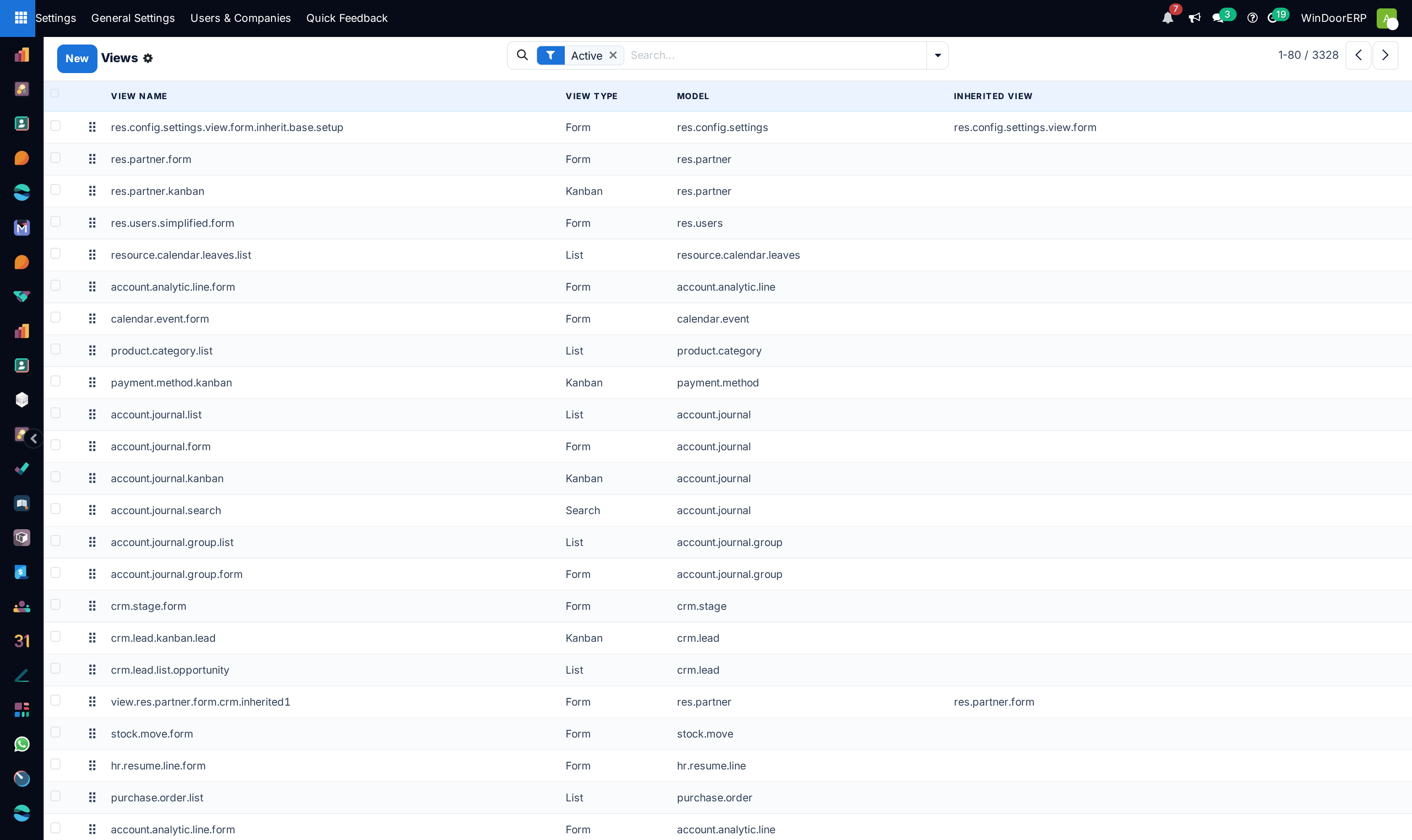 QWeb XML views master catalog list