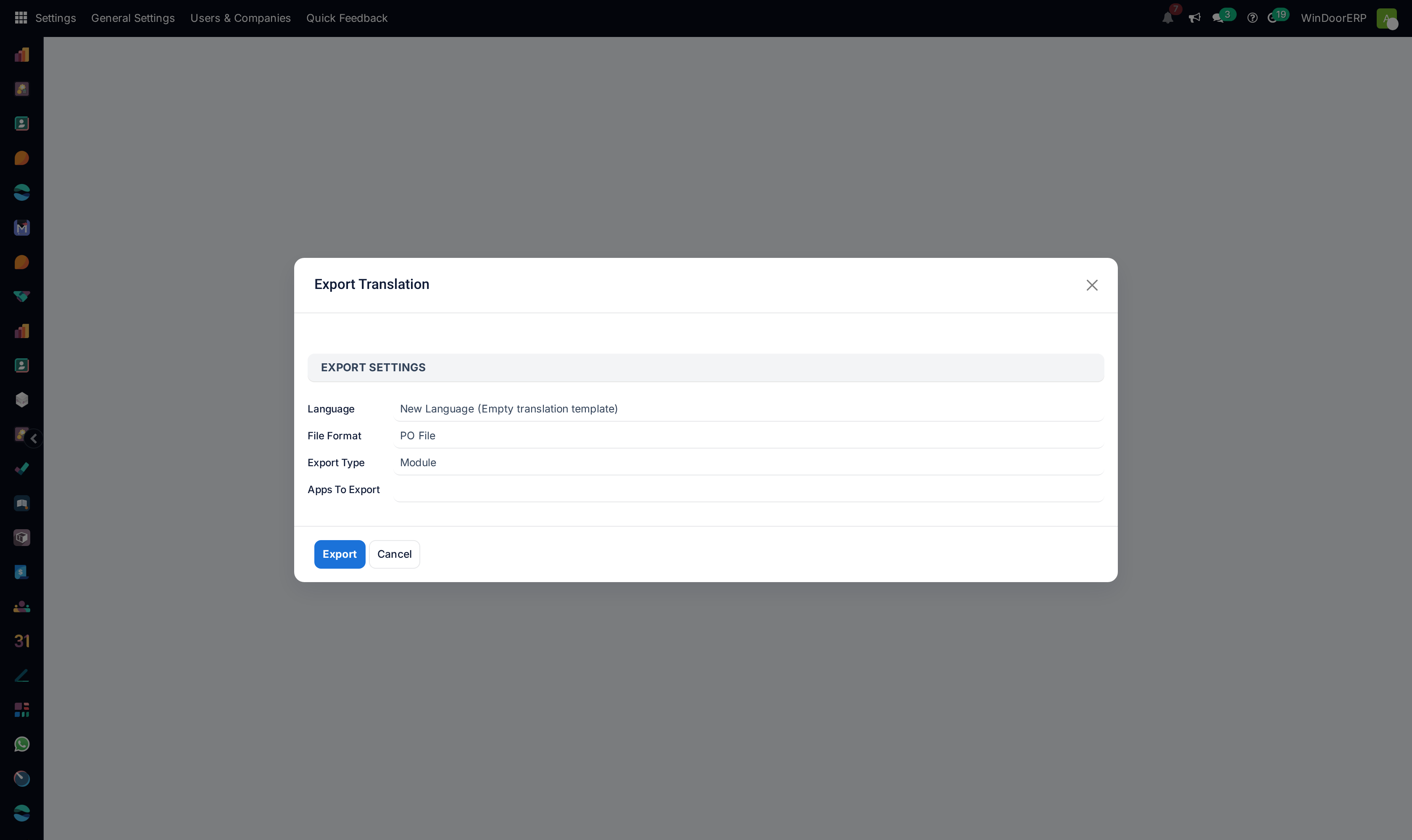 Export translation terminology catalog wizard