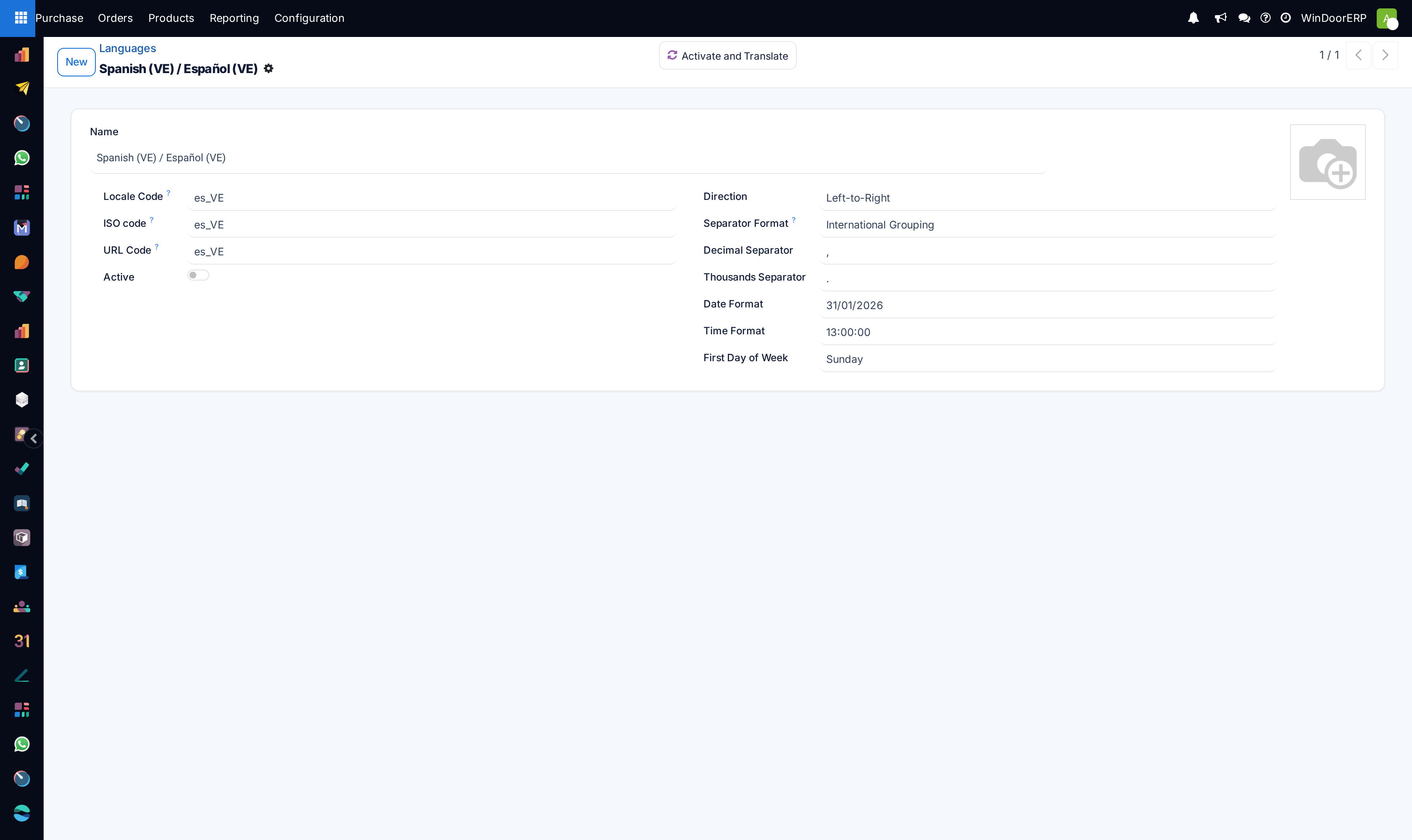 Language definition profile with date formats