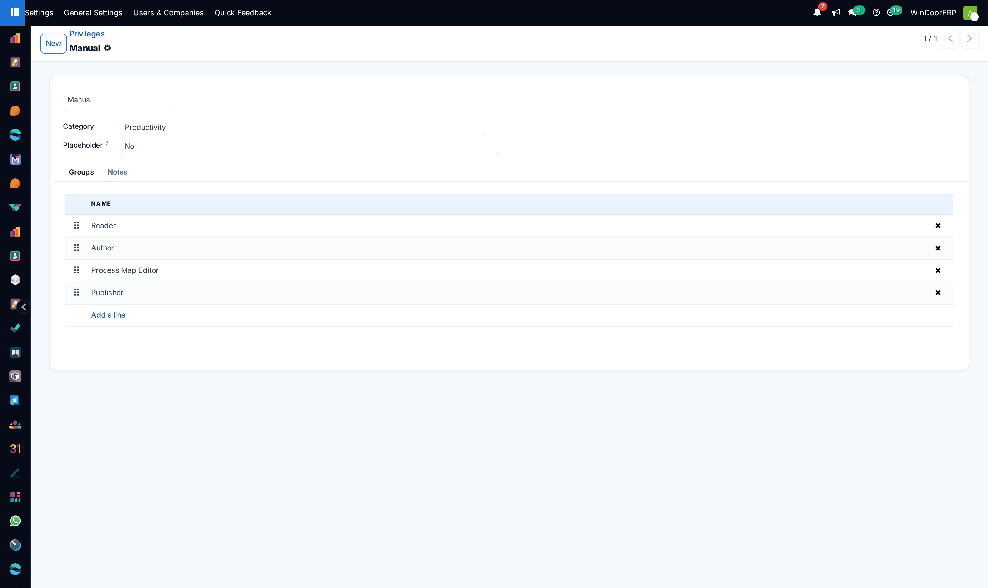User privilege profile editor