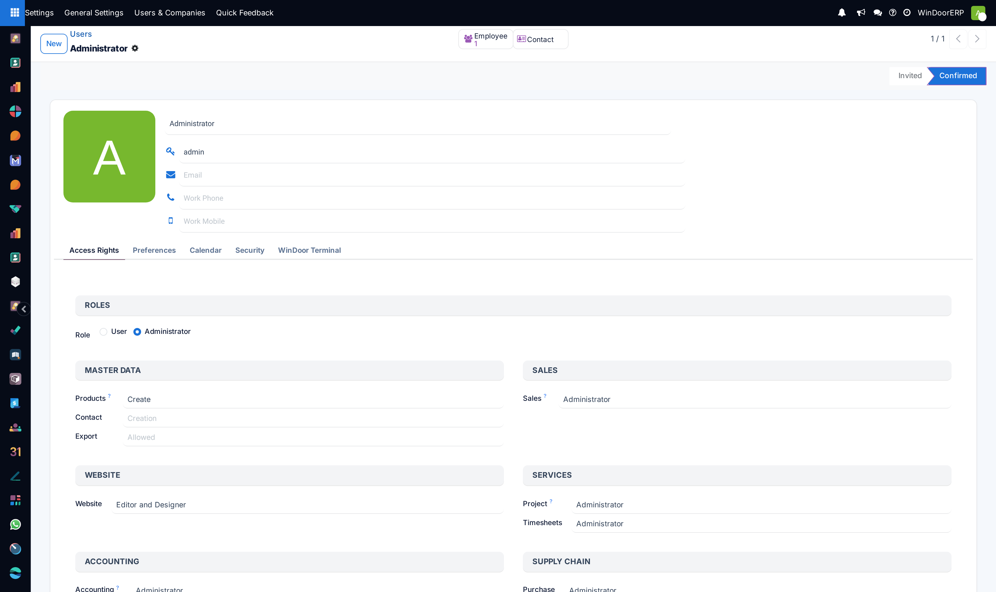 User account profile editor