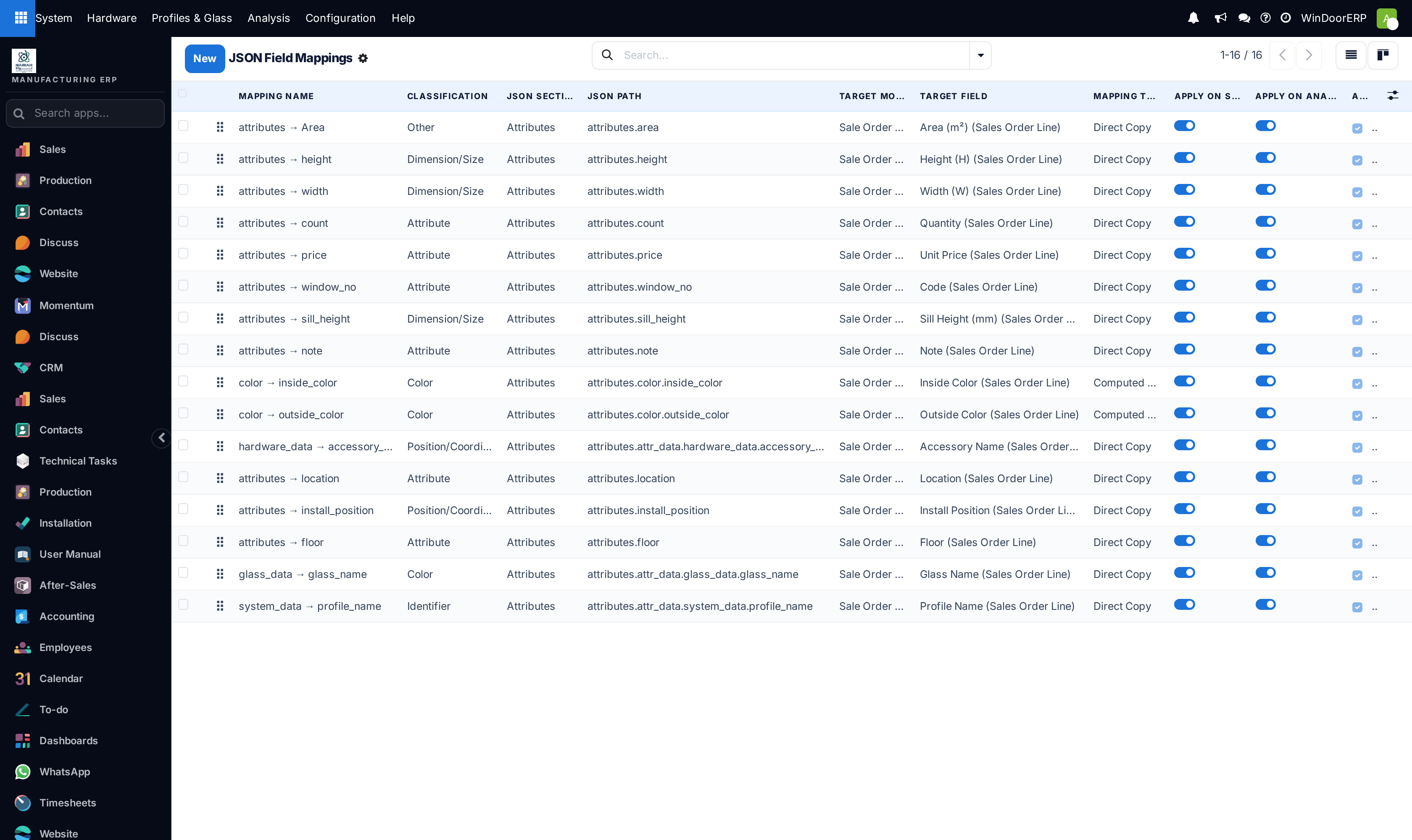CAD to ERP database field mappings registry list