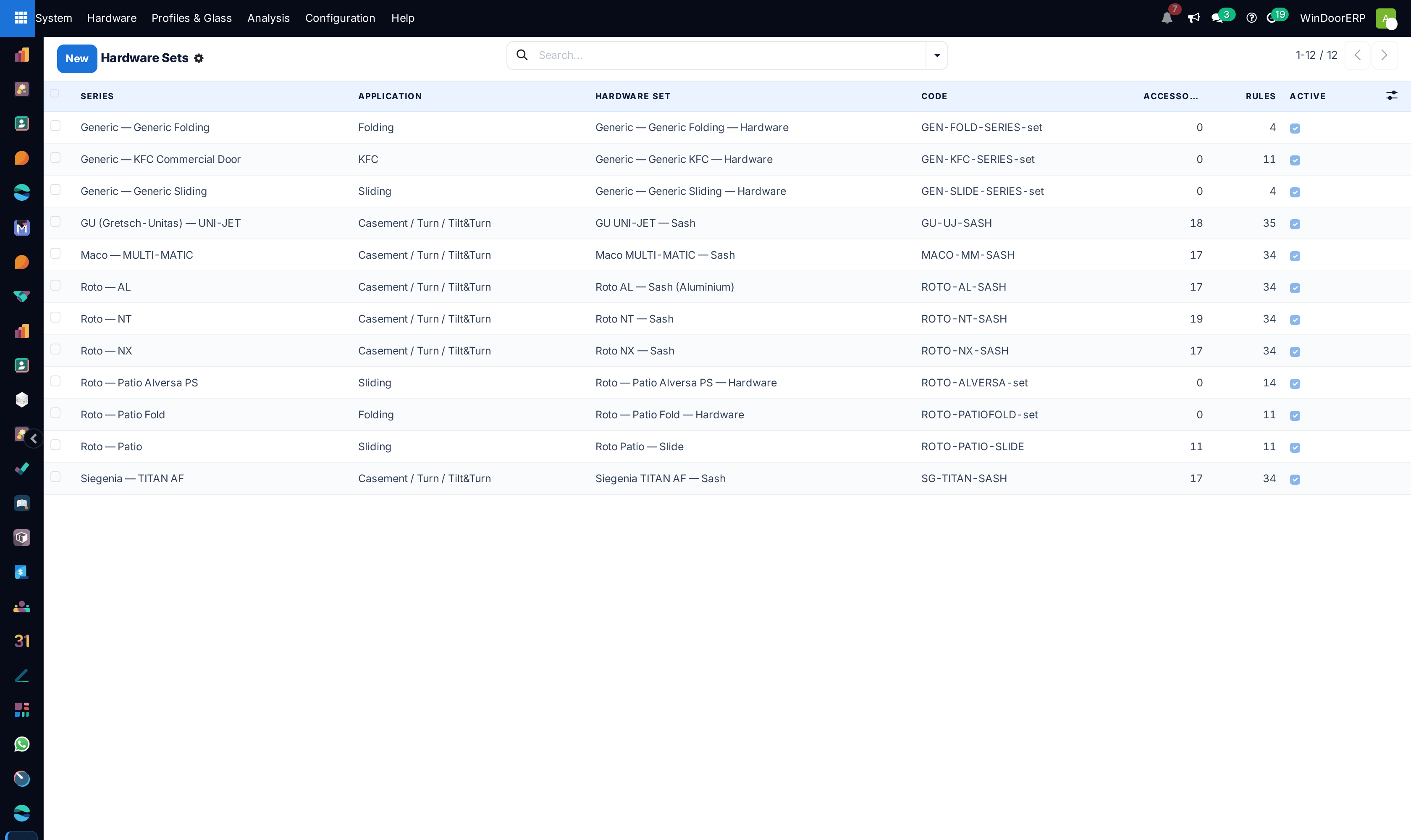 Multi-component pre-assembled hardware sets registry list