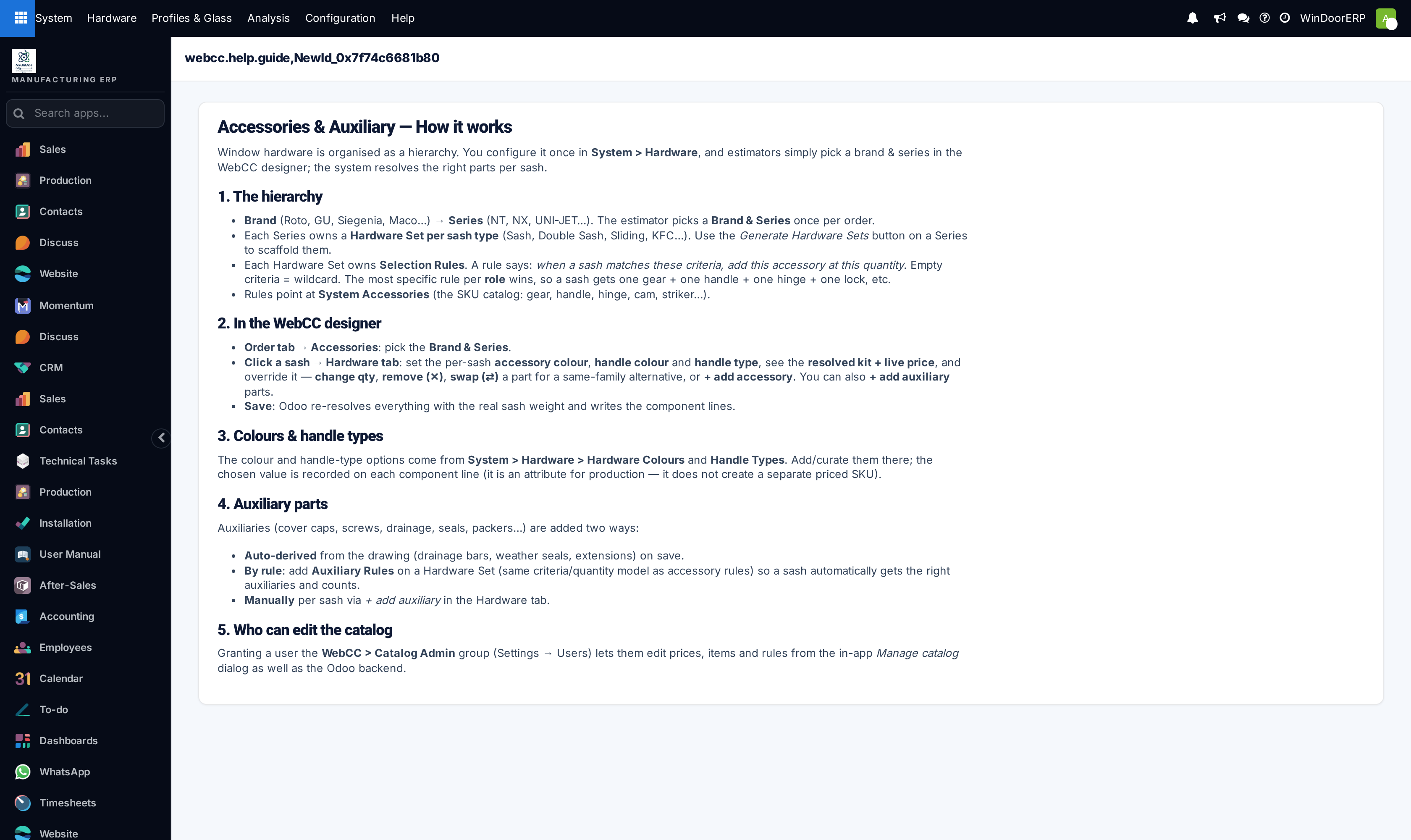 Interactive accessories and auxiliary engineering lookup guide