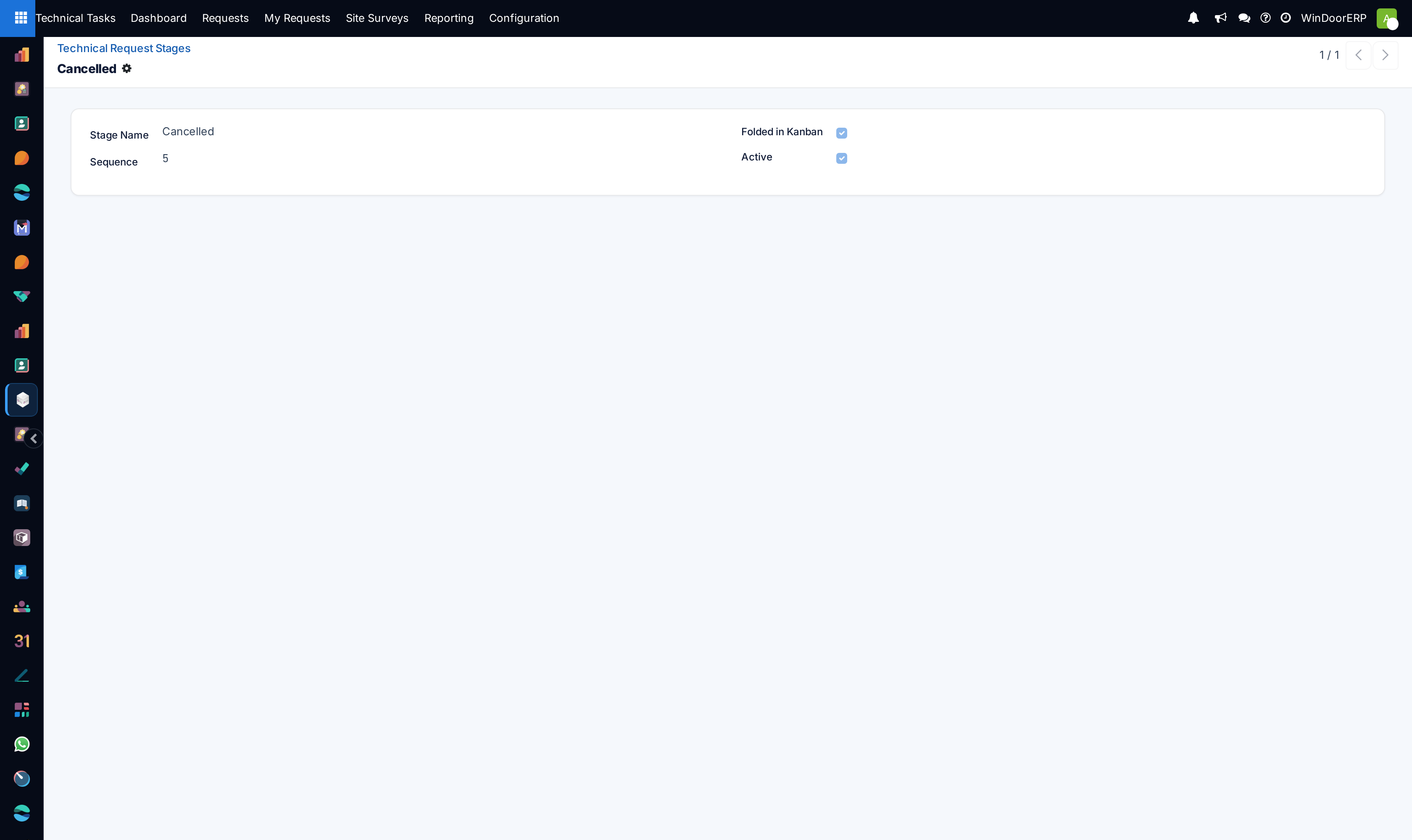 Request stage configuration editor with fold settings