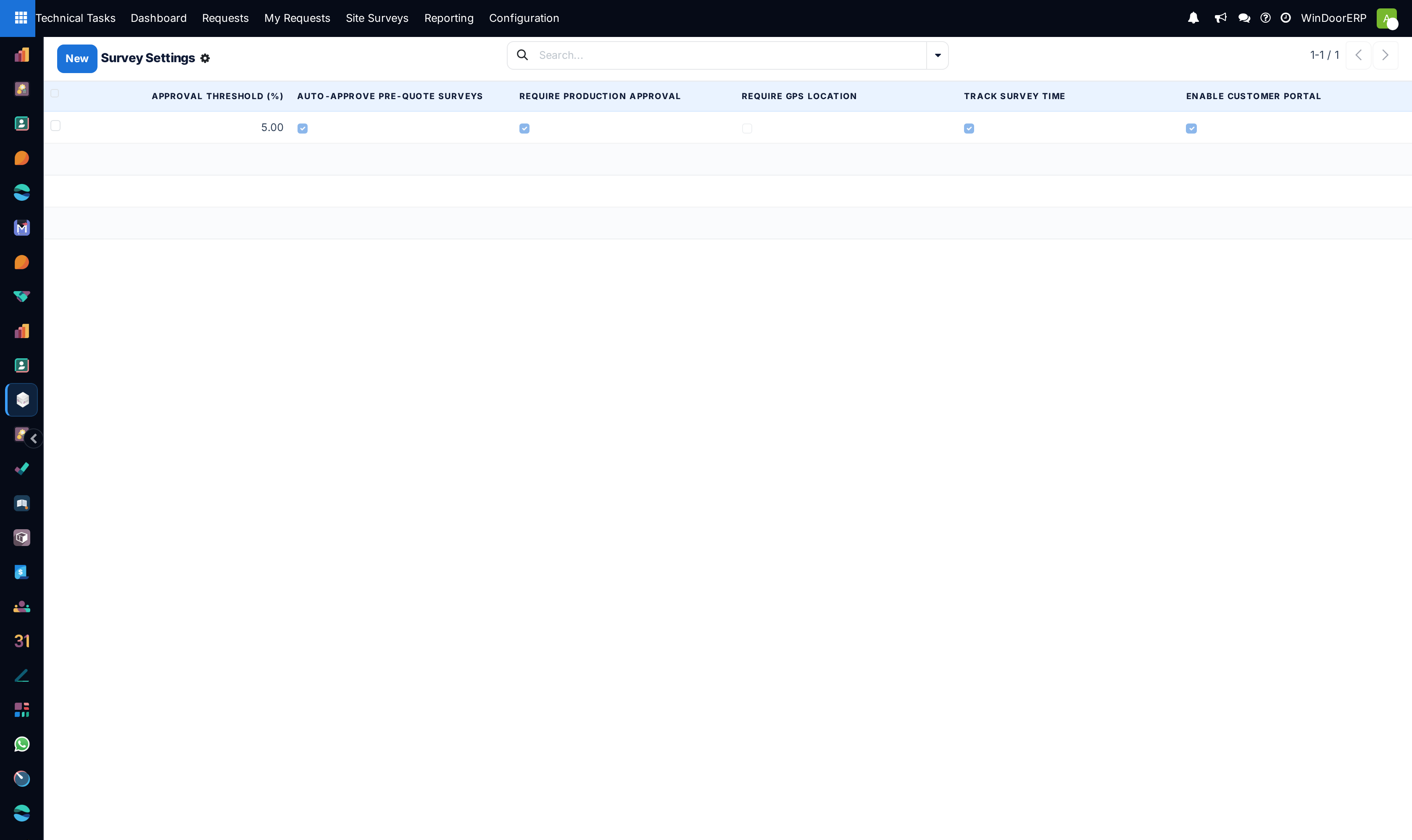 Site survey global settings list