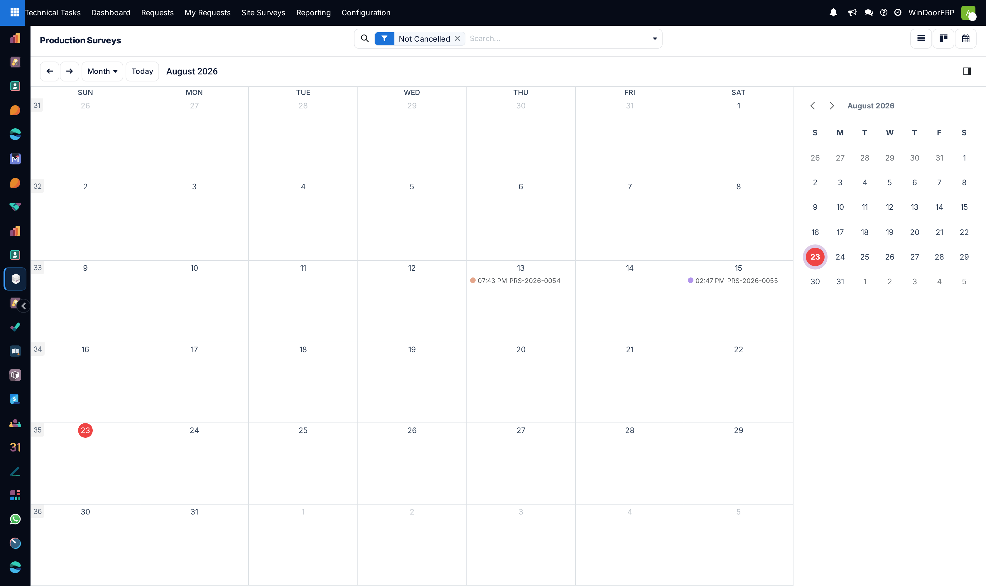 Production survey schedule calendar
