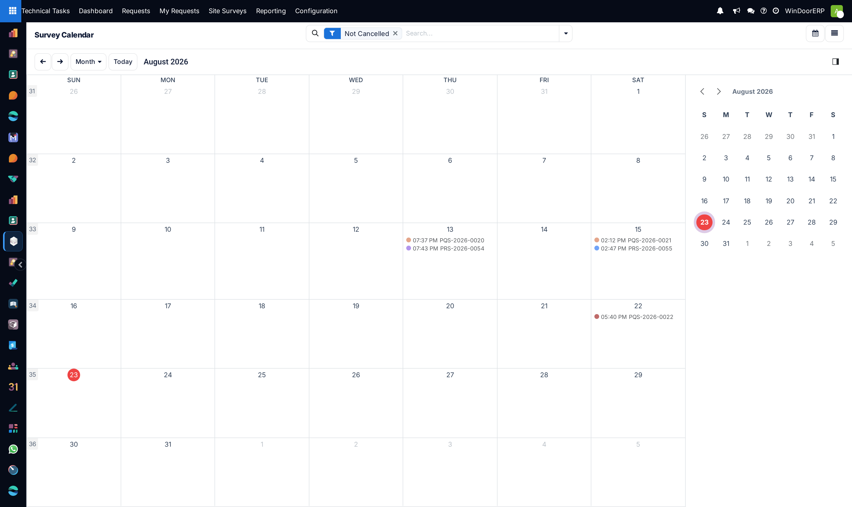 Visual survey appointment calendar