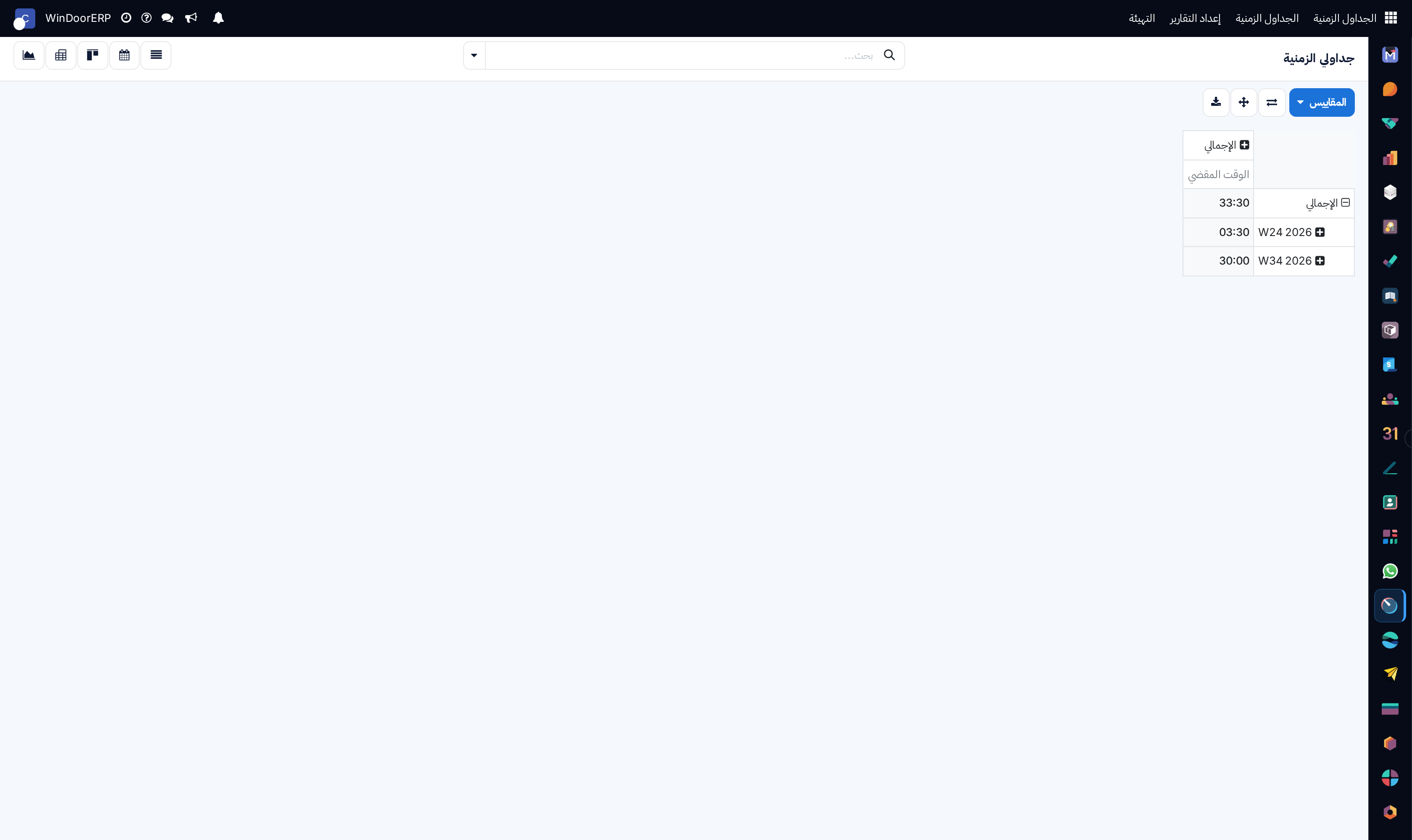 My timesheets cross-tabulation pivot matrix