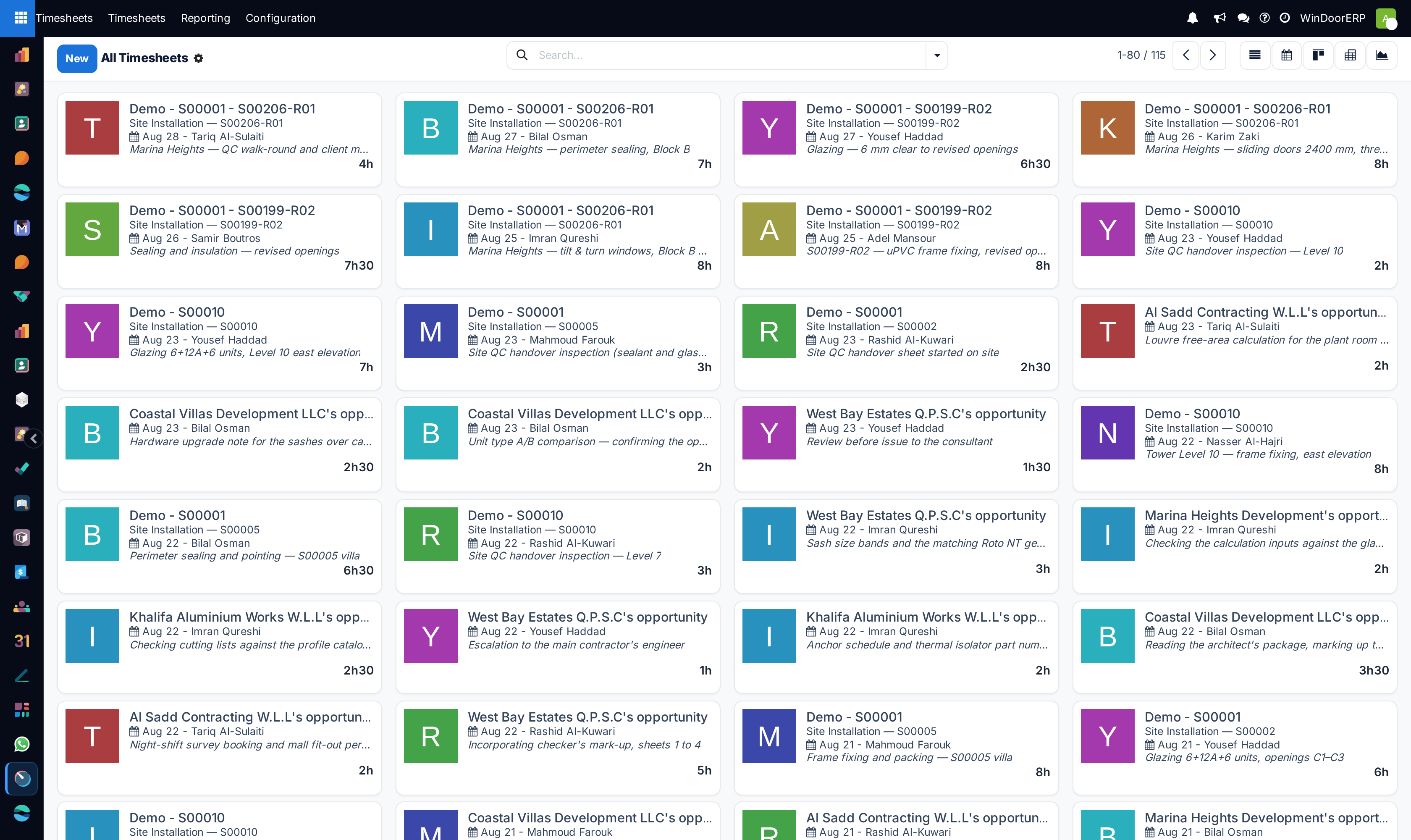 All timesheets team kanban board