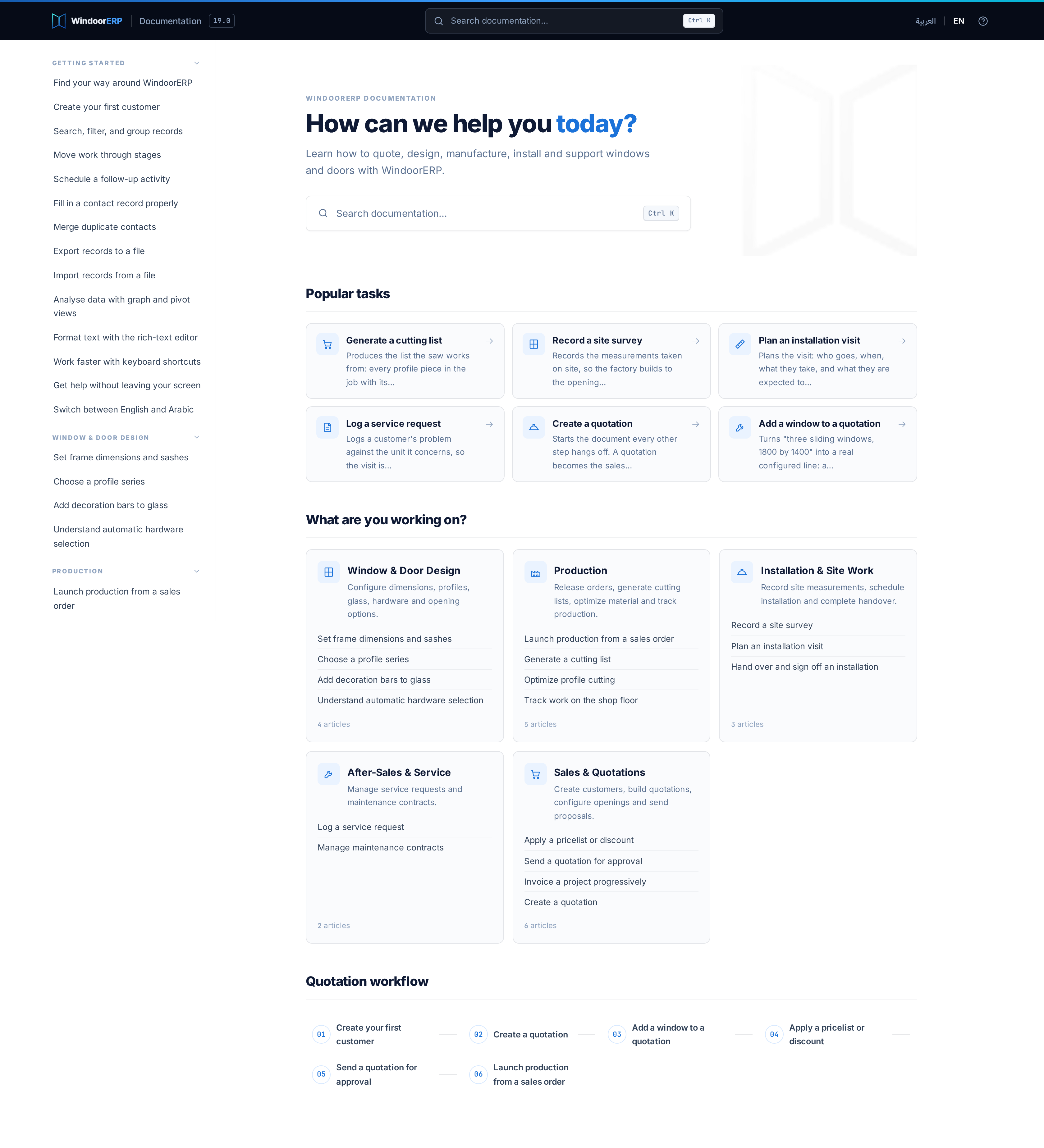Full help centre portal layout