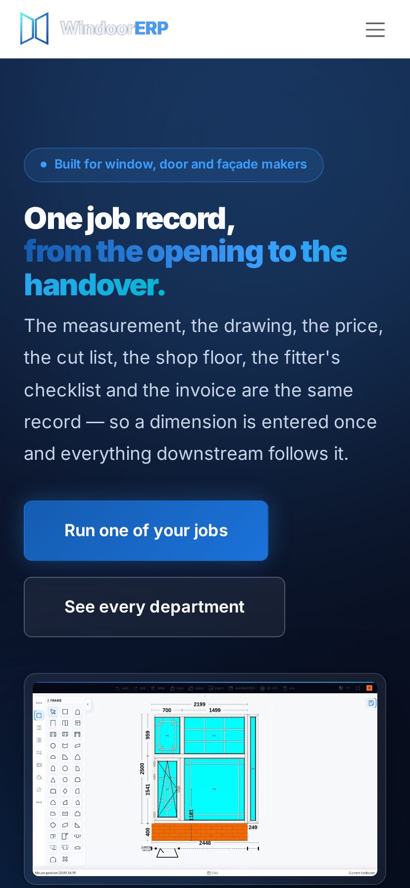Mobile homepage header with touch-friendly navigation