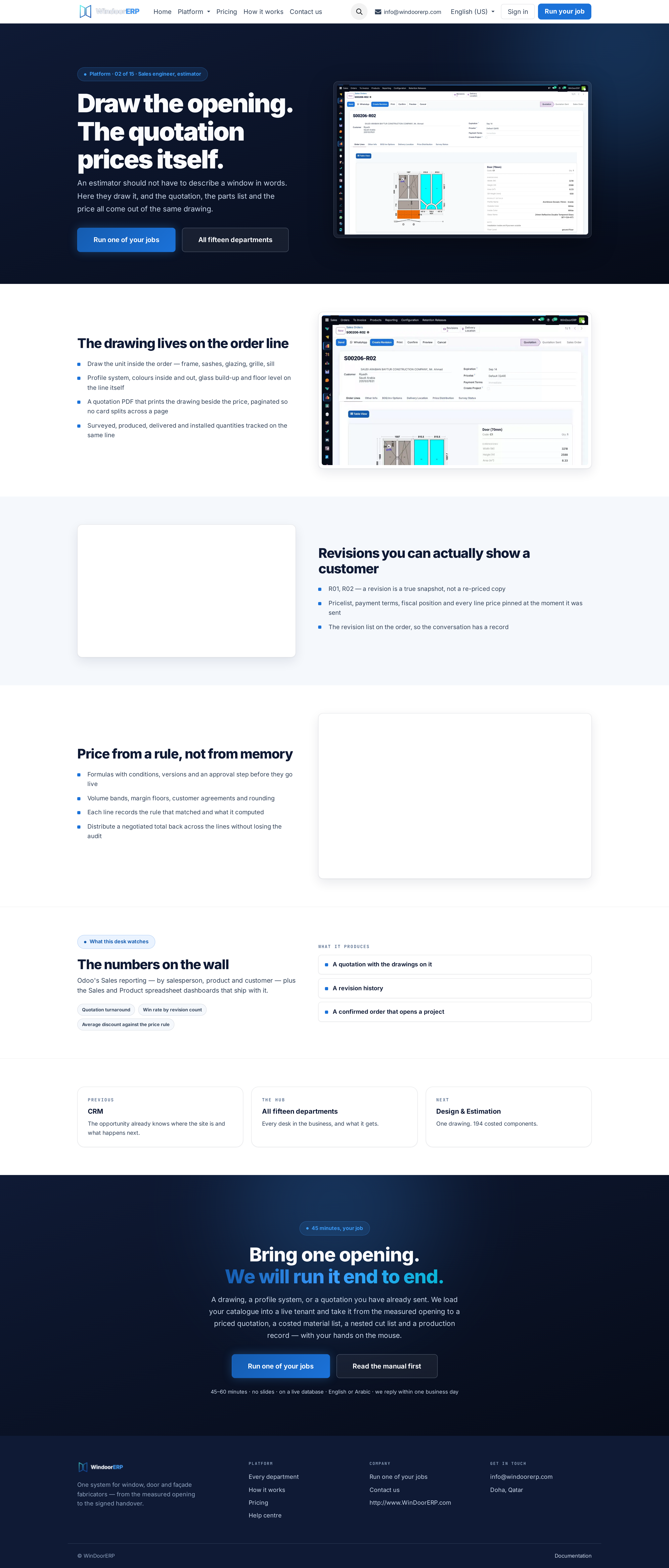 Full Sales Quotations and Drawing submittal solution page