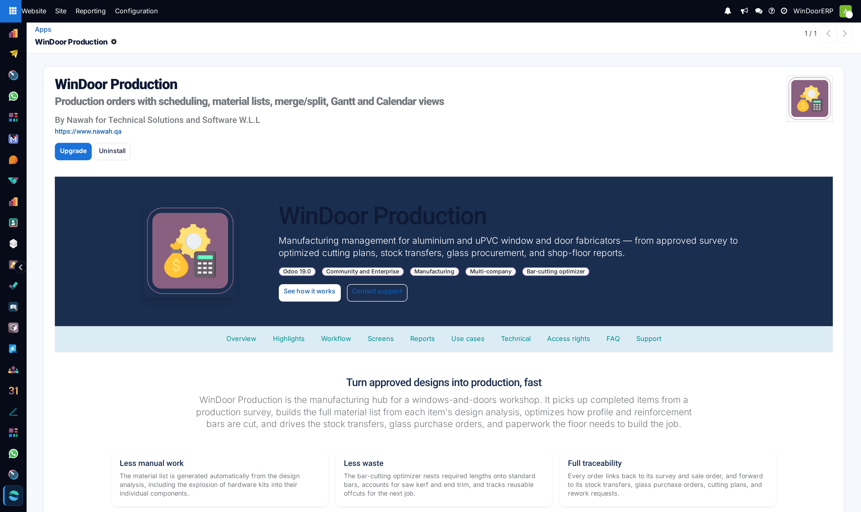 Website app detail profile