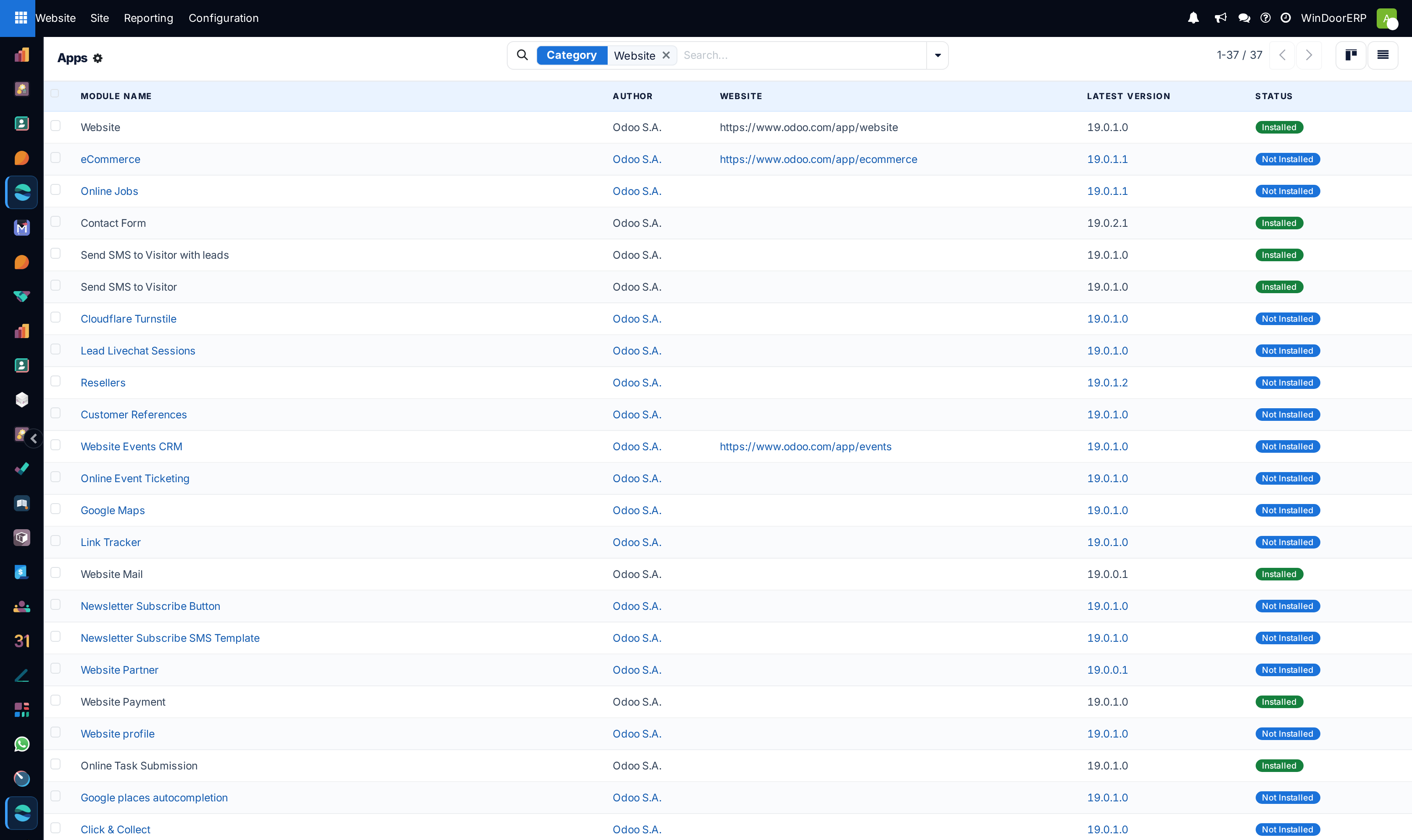 Website marketplace apps catalog list