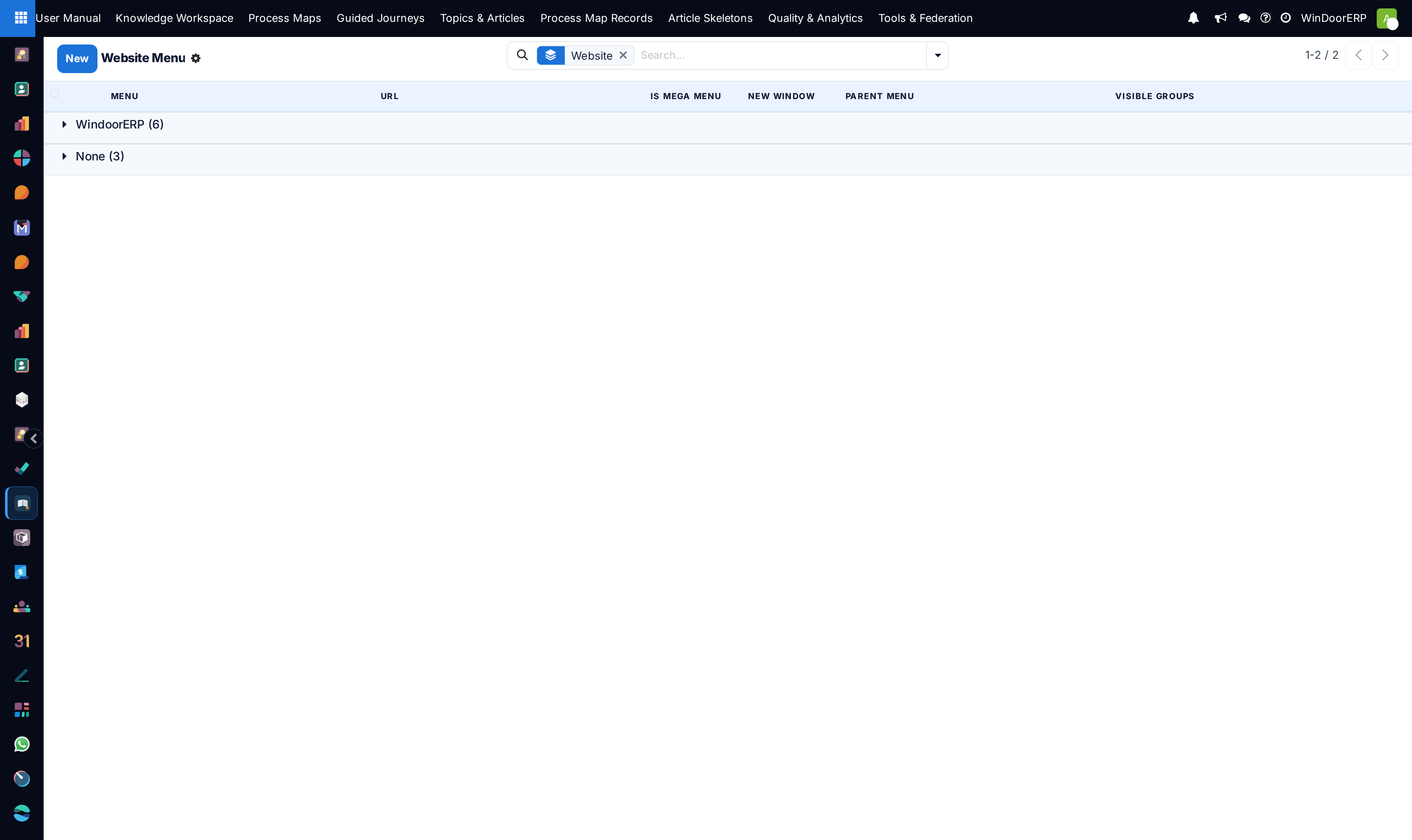 Website navigation menus hierarchy list