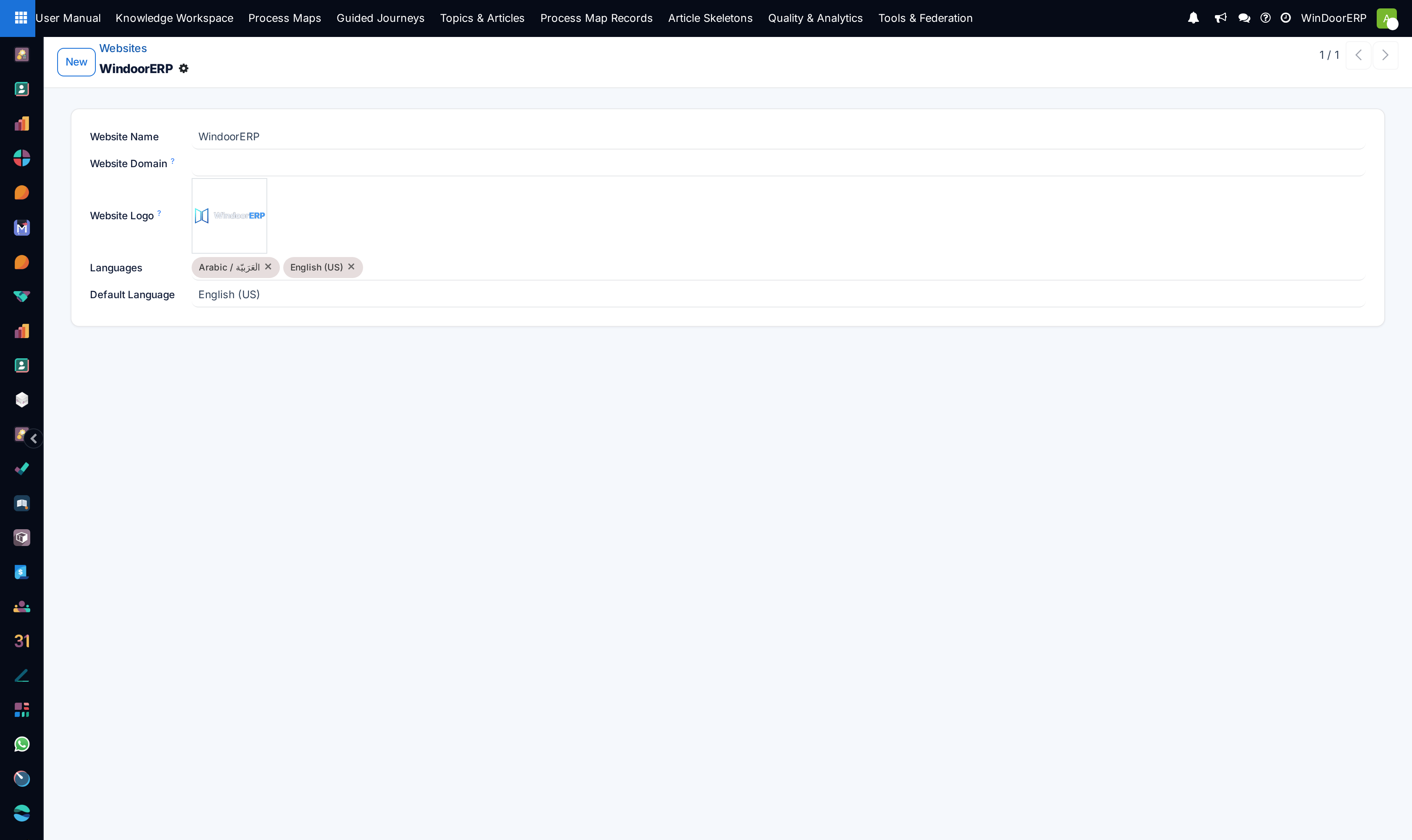 Website domain and localization profile